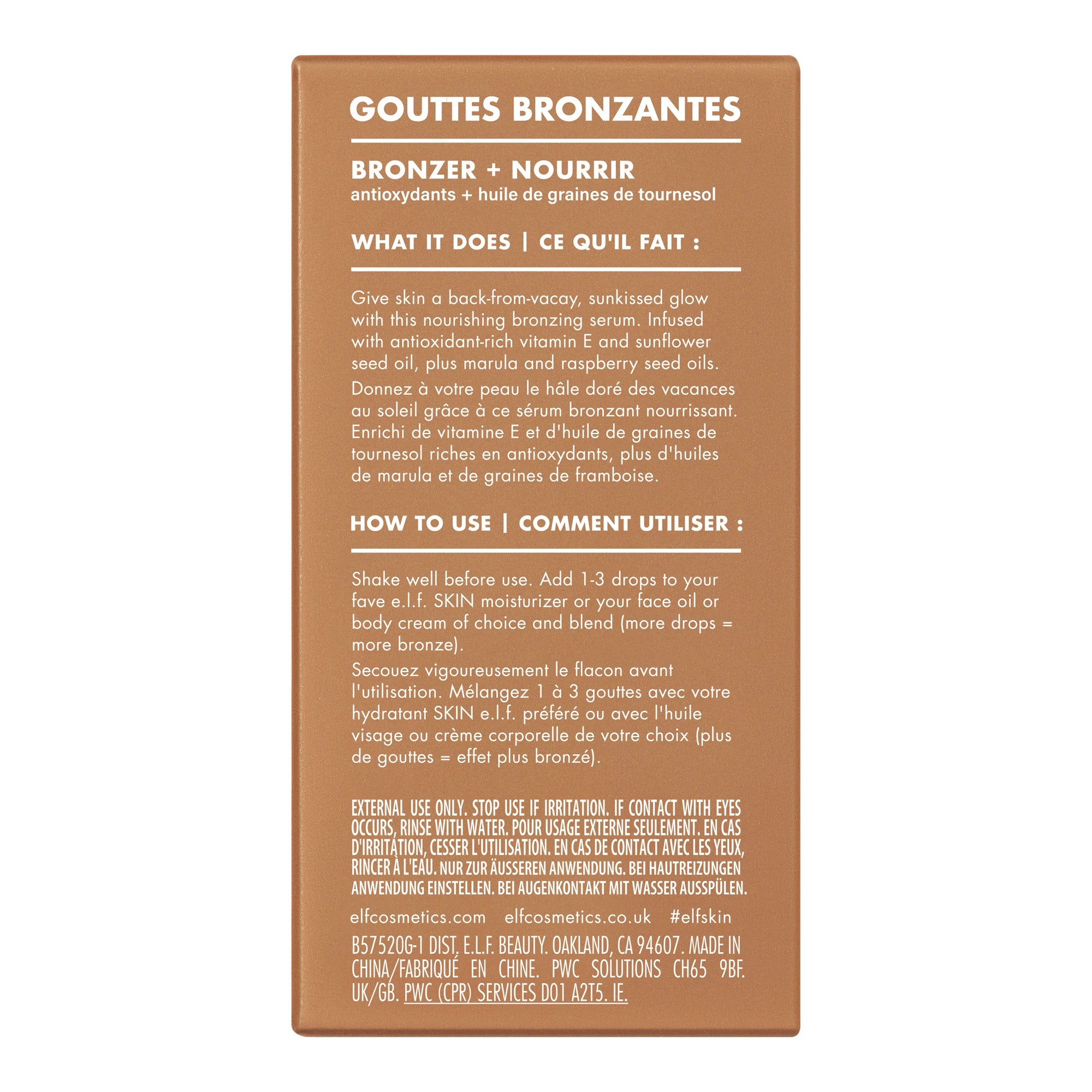 4 e.l.f. Skin Bronzing Drops - Copper Gold, Vitamin E and Sunflower Seed Oil, 4 of 7