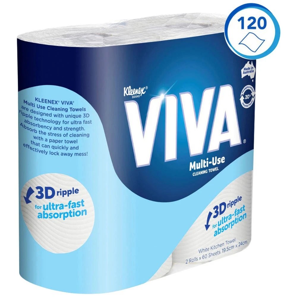 2 Kleenex VIVA Kitchen Towel White 44301 12 Rolls  720 Sheets, 2 of 10