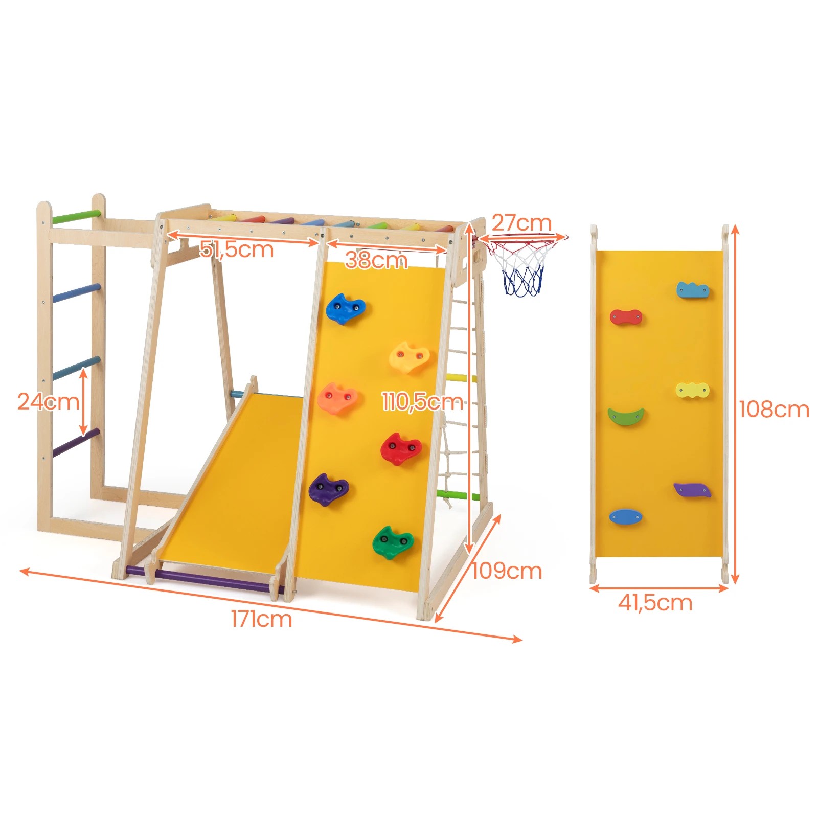 1 Costway Climb Playset 6in1 Jungle Gym Wood Swing Slide - Multi, 1 of 2
