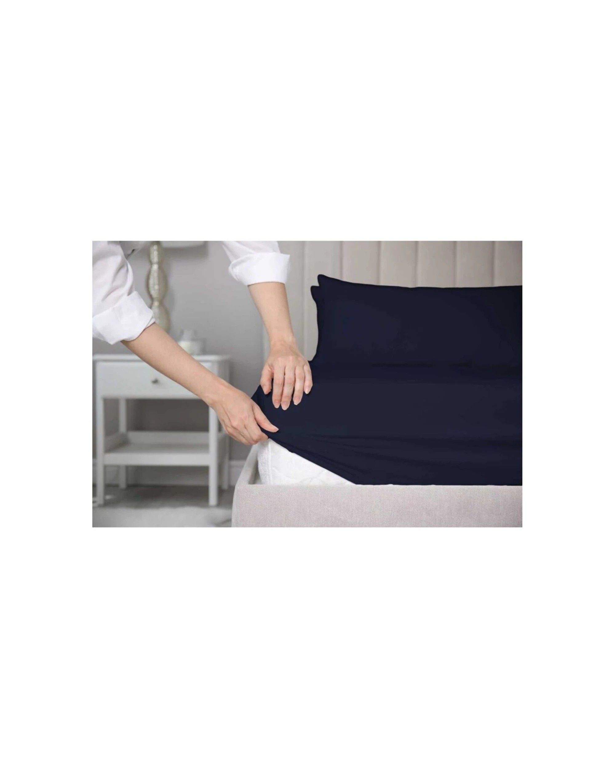 3 Grosvenor House Dyed Bamboo Cotton Bed Sheet Sets 400TC - Double Bed - Blue, 3 of 3