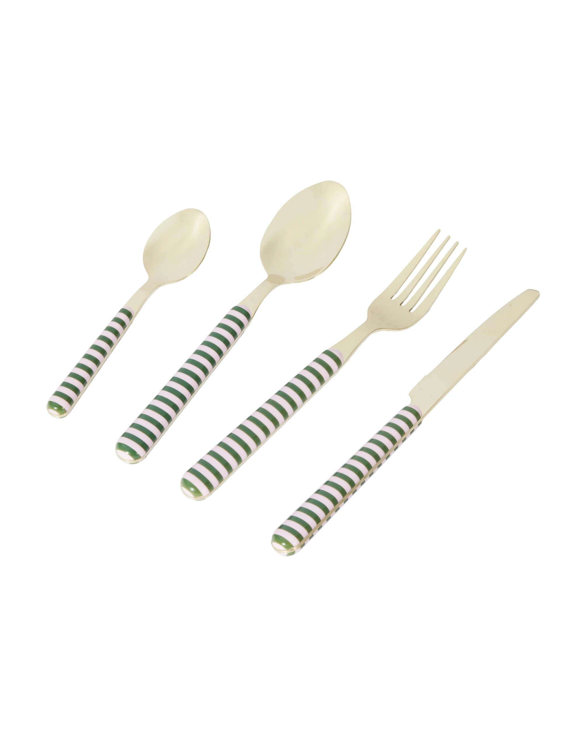 1 16 Piece Green and Pink Cutlery Set, 1 of 5