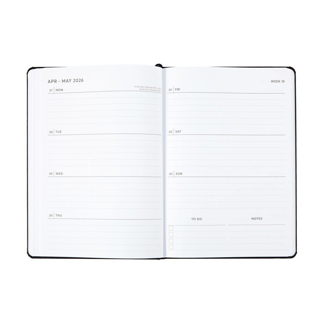 5 2026 Weekly Diary - Black, 5 of 8