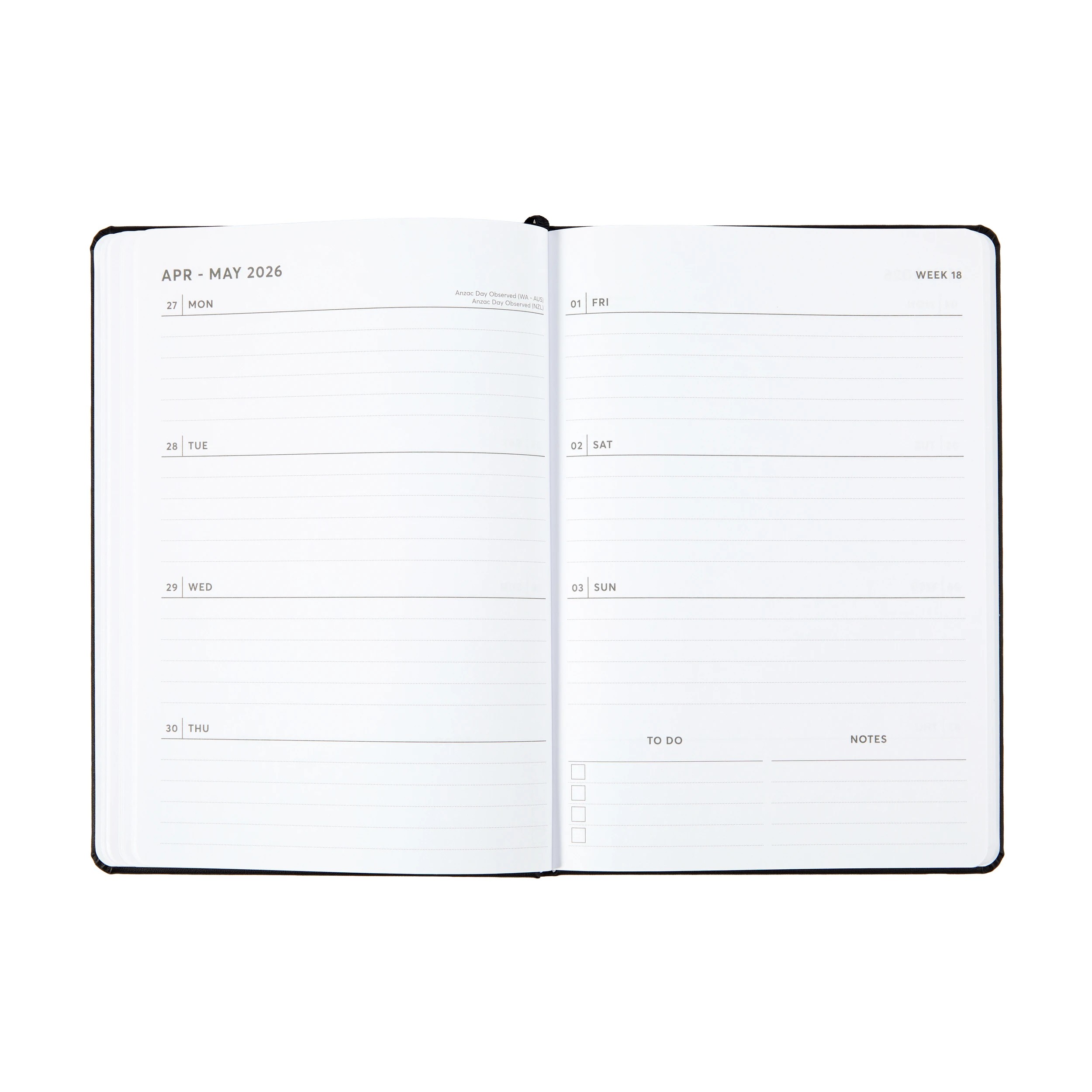5 2026 Weekly Diary - Black, 5 of 8