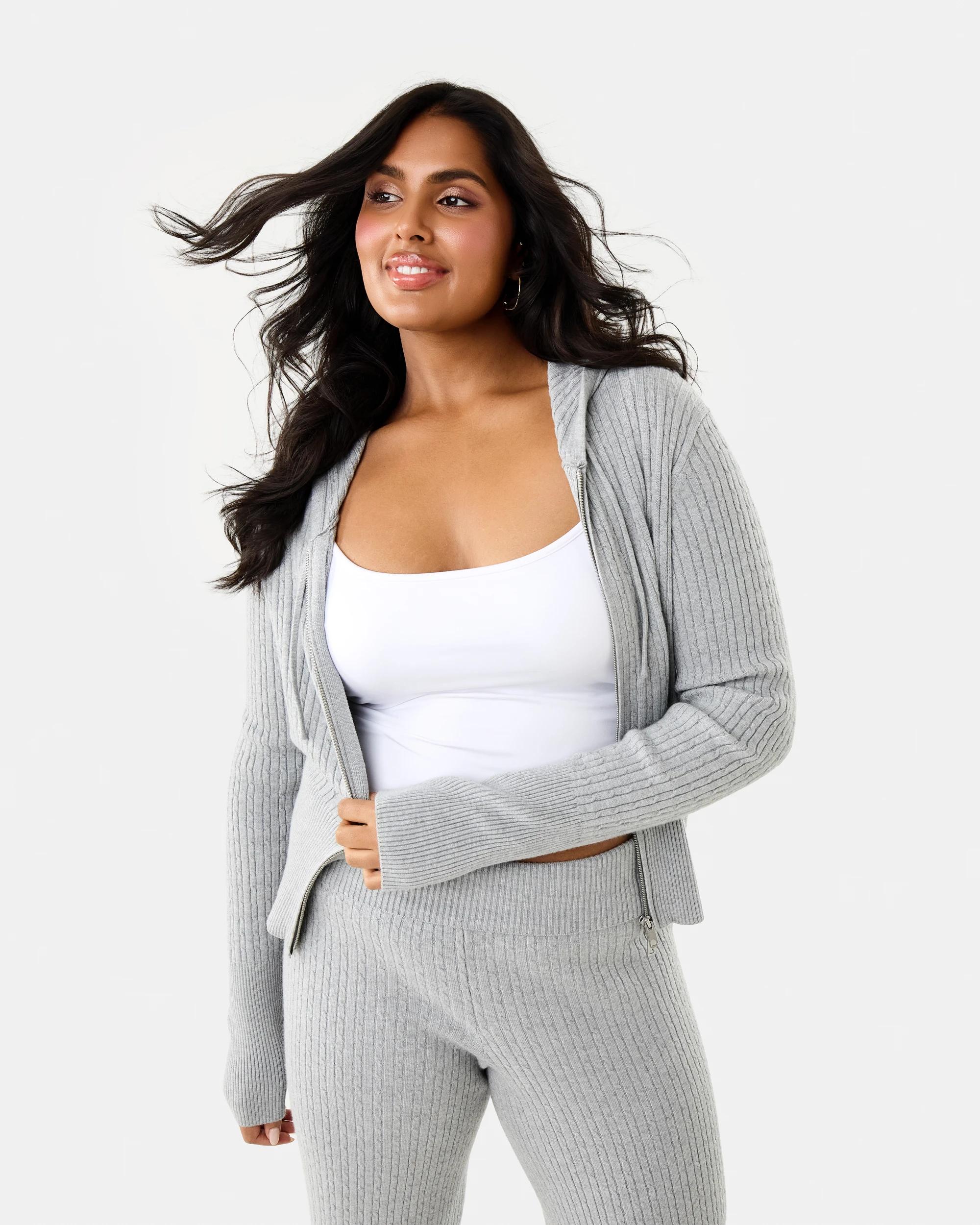 3 True Knit Cable Zip Hoodie Grey Marle, 3 of 10