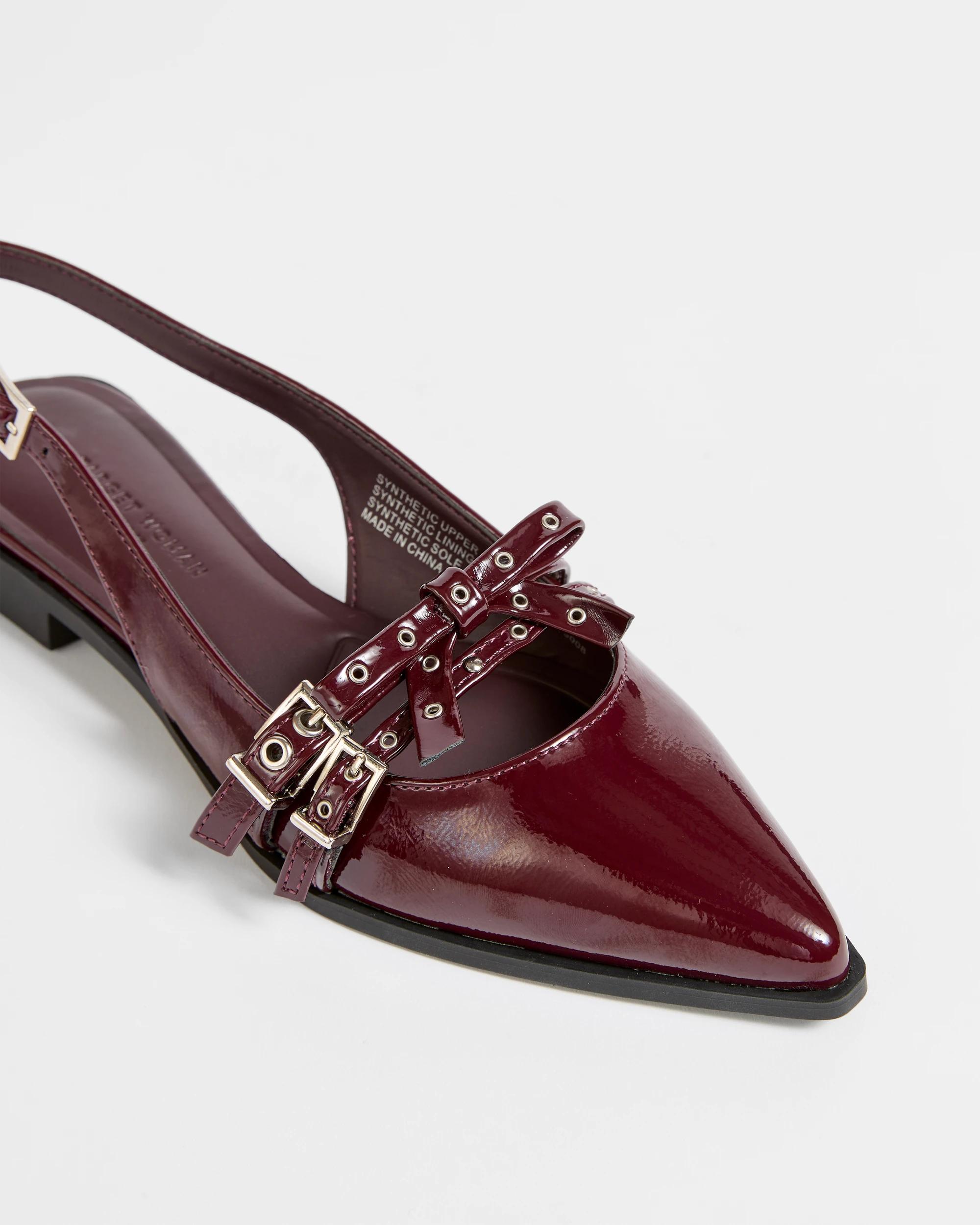 2 Target Woman Strap Studded Slingback Flat - Pinna BURGUNDY, 2 of 3
