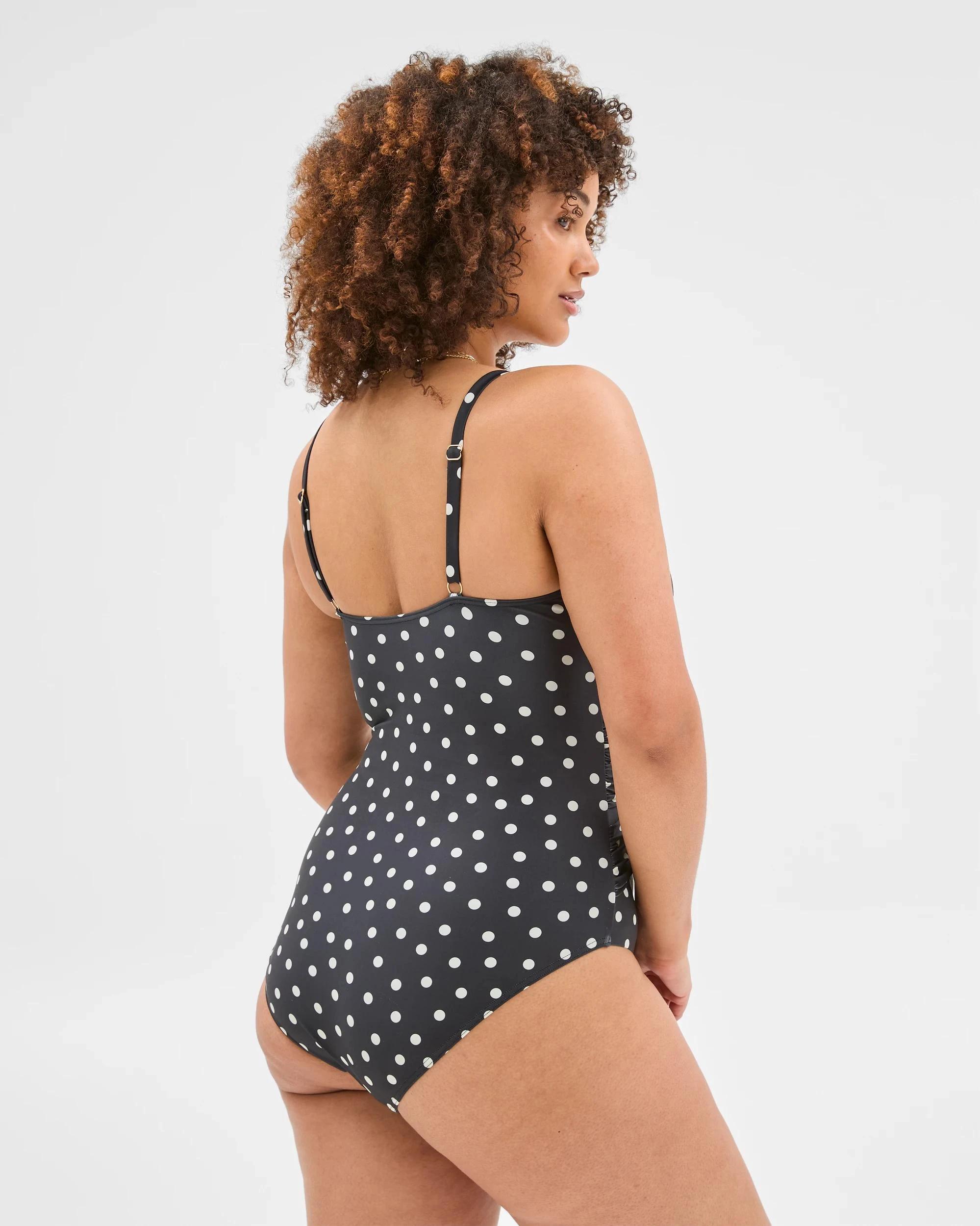 4 Target Smooth Wrap One Piece Bathers - Shape Your Body BLACK+ WHITE SPOT, 4 of 6
