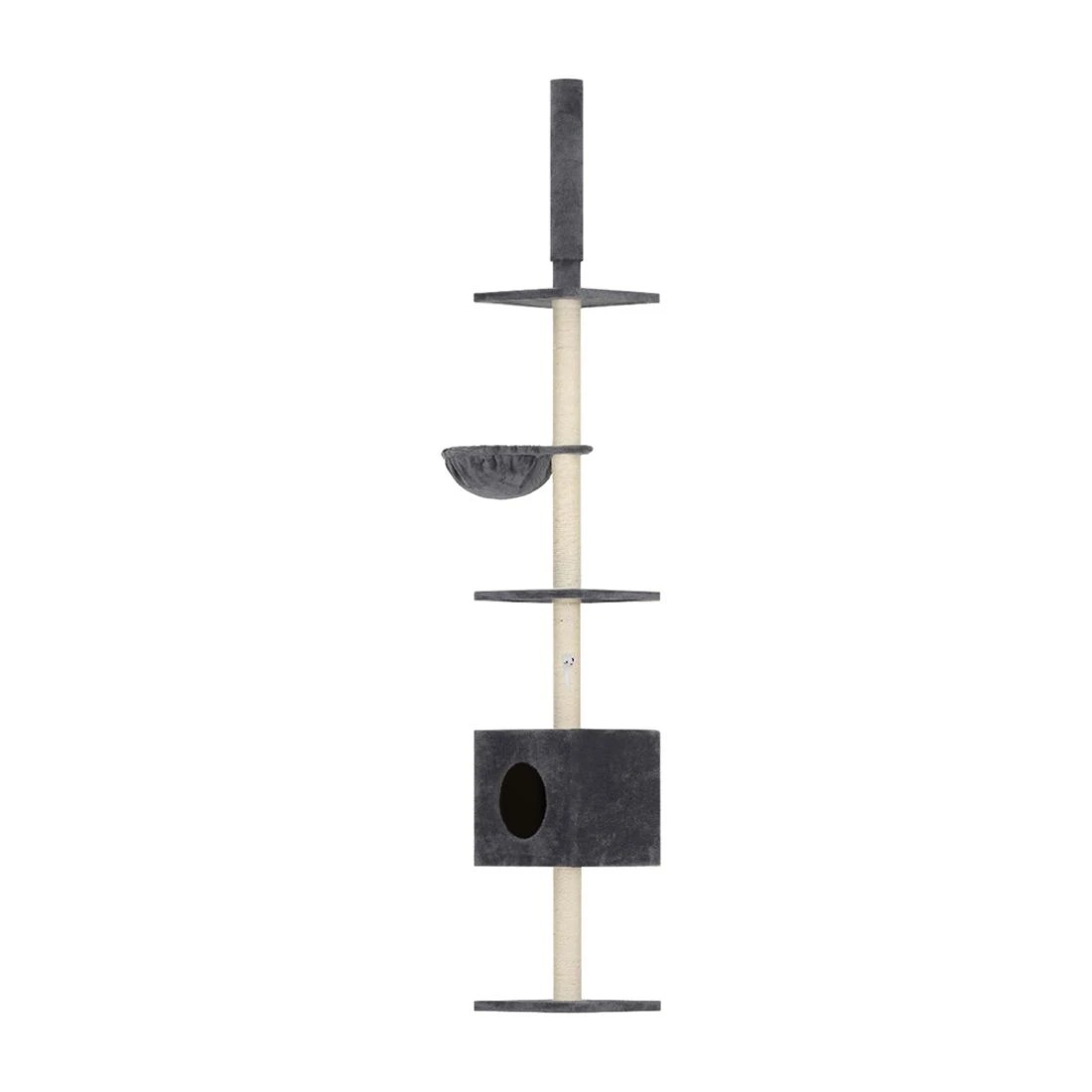 4 I.pet Cat Tree 260cm Tower Scratching Post Scratcher Floor To Ceiling Cats Bed
 - Grey, 4 of 6