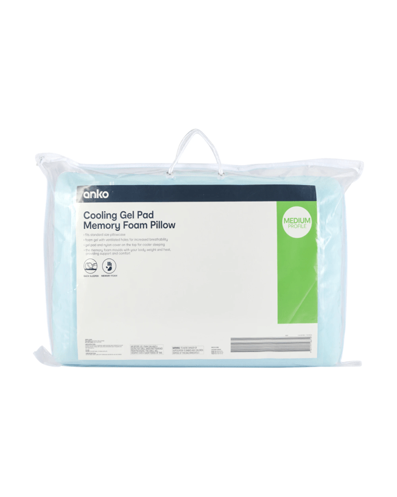 Cooling Gel Pad Memory Foam Pillow - Medium Profile