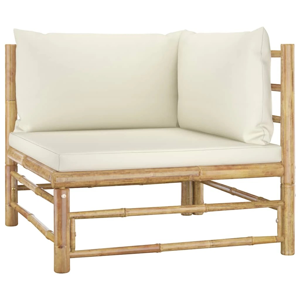 3 Vidaxl 5 Piece Garden Lounge Set With Cushions Bamboo - White, 3 of 10