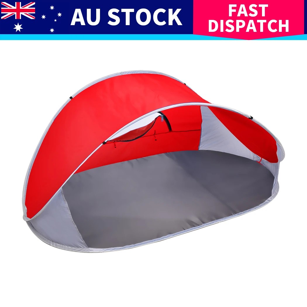 9 Mountview 4 Person Family Size Pop Up Camping Tent Beach Shelter In Colour - Red, 9 of 9