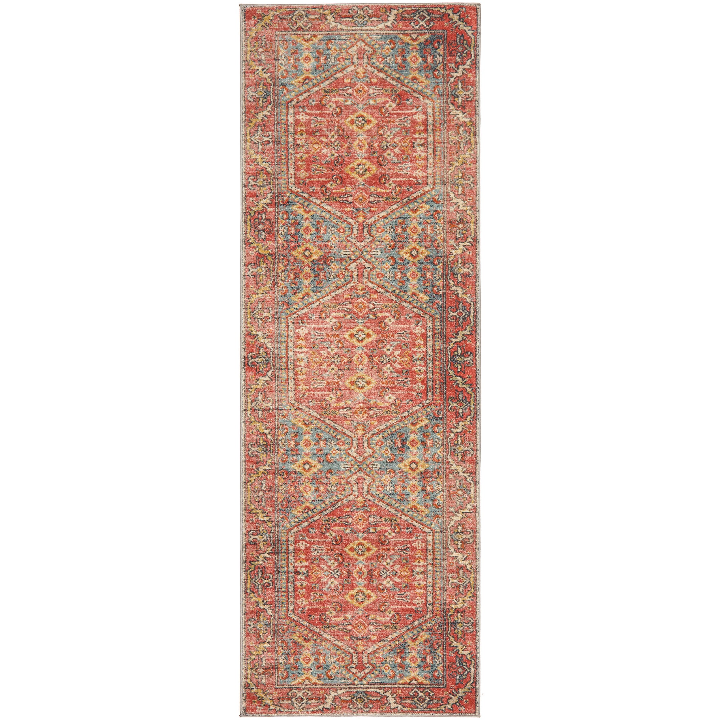 2 Common Ground Rugs Eterna 856 300x80cm Runner - Medium Pet Friendly Rug - Red, 2 of 7