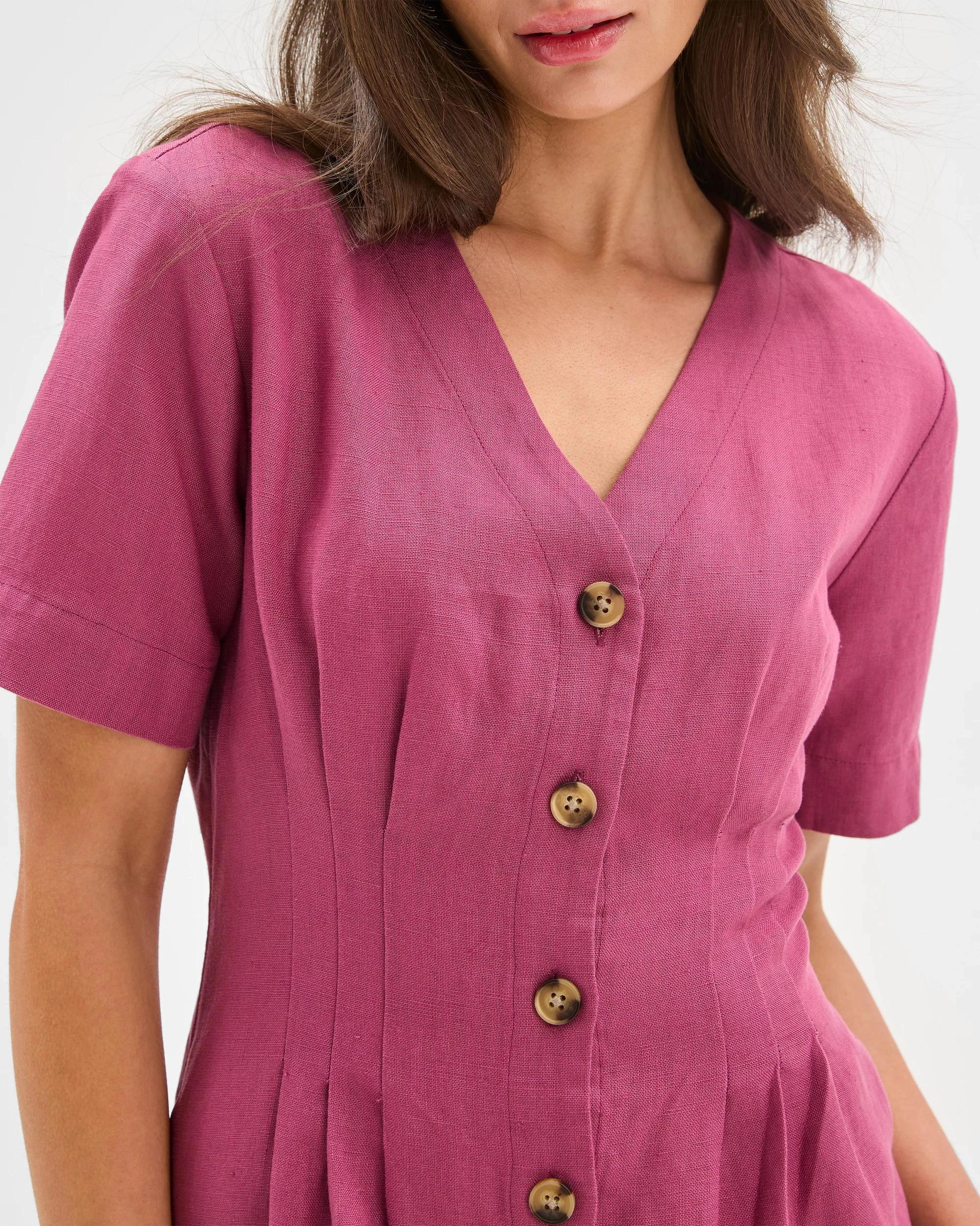 5 Target Petites Pintuck Waist Mini Dress DAMSON, 5 of 6