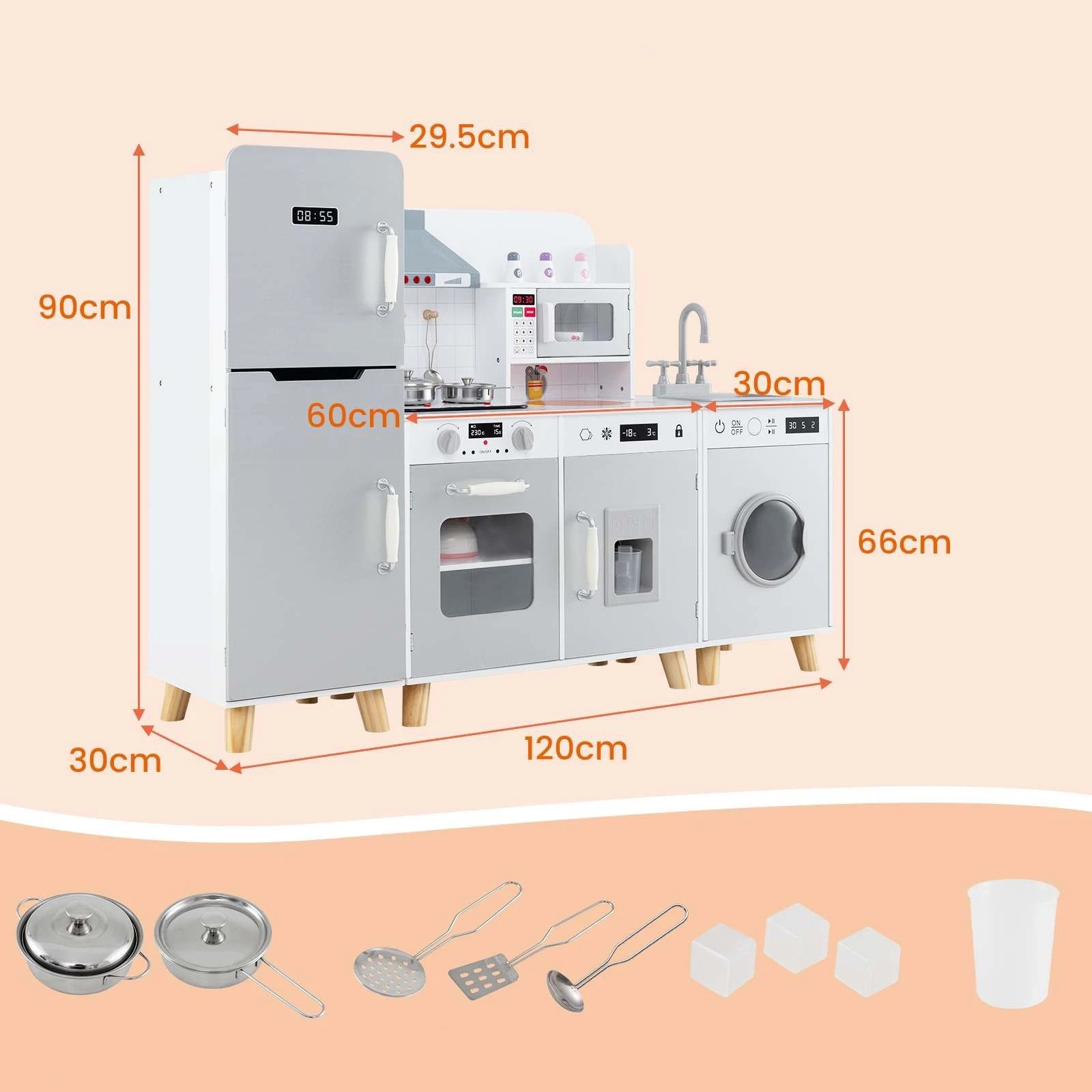 2 Costway 3-in-1 Kids Kitchen Playset Corner Pretend Play, 2 of 3