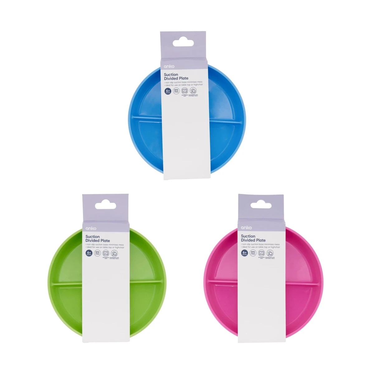 9 Suction Divided Plate - Assorted, 9 of 9