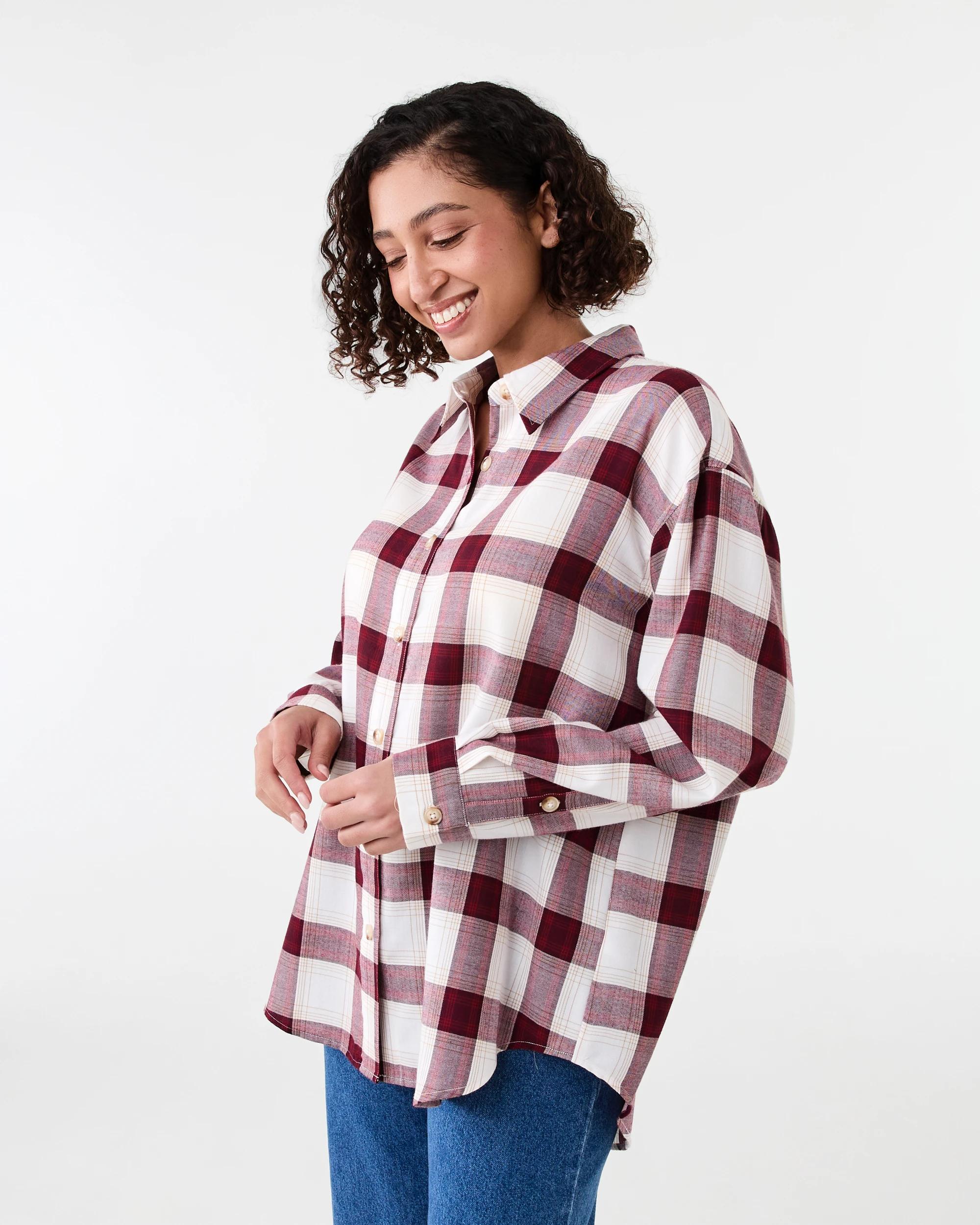 2 Long Sleeve Brushed Check Shirt Check Port, 2 of 7