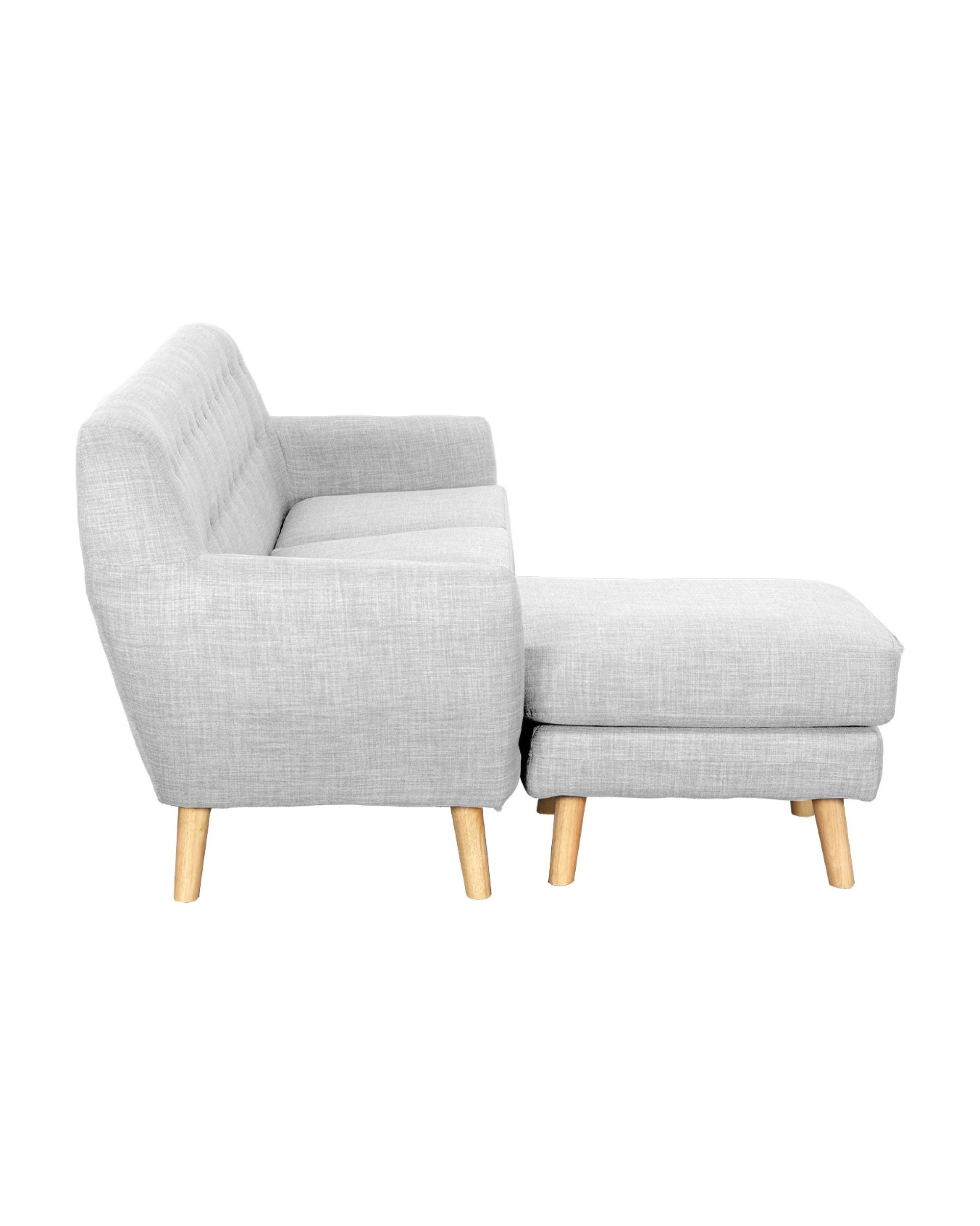 2 Sarantino Linen Corner Sofa Lounge L-shaped Chaise Light Grey, 2 of 10