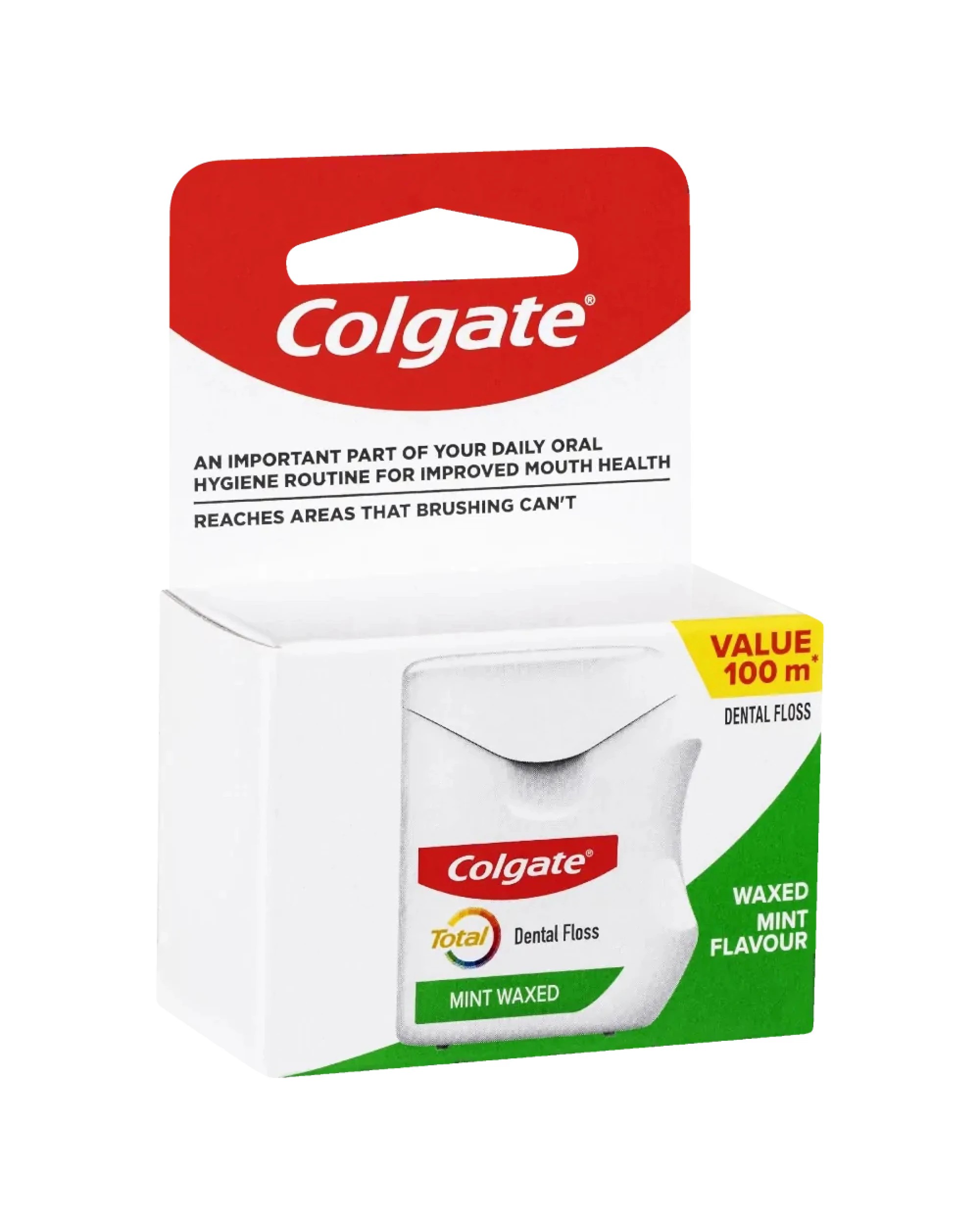 1 Colgate Total Dental Floss Mint Waxed Plaque Removal 100m, 1 of 3