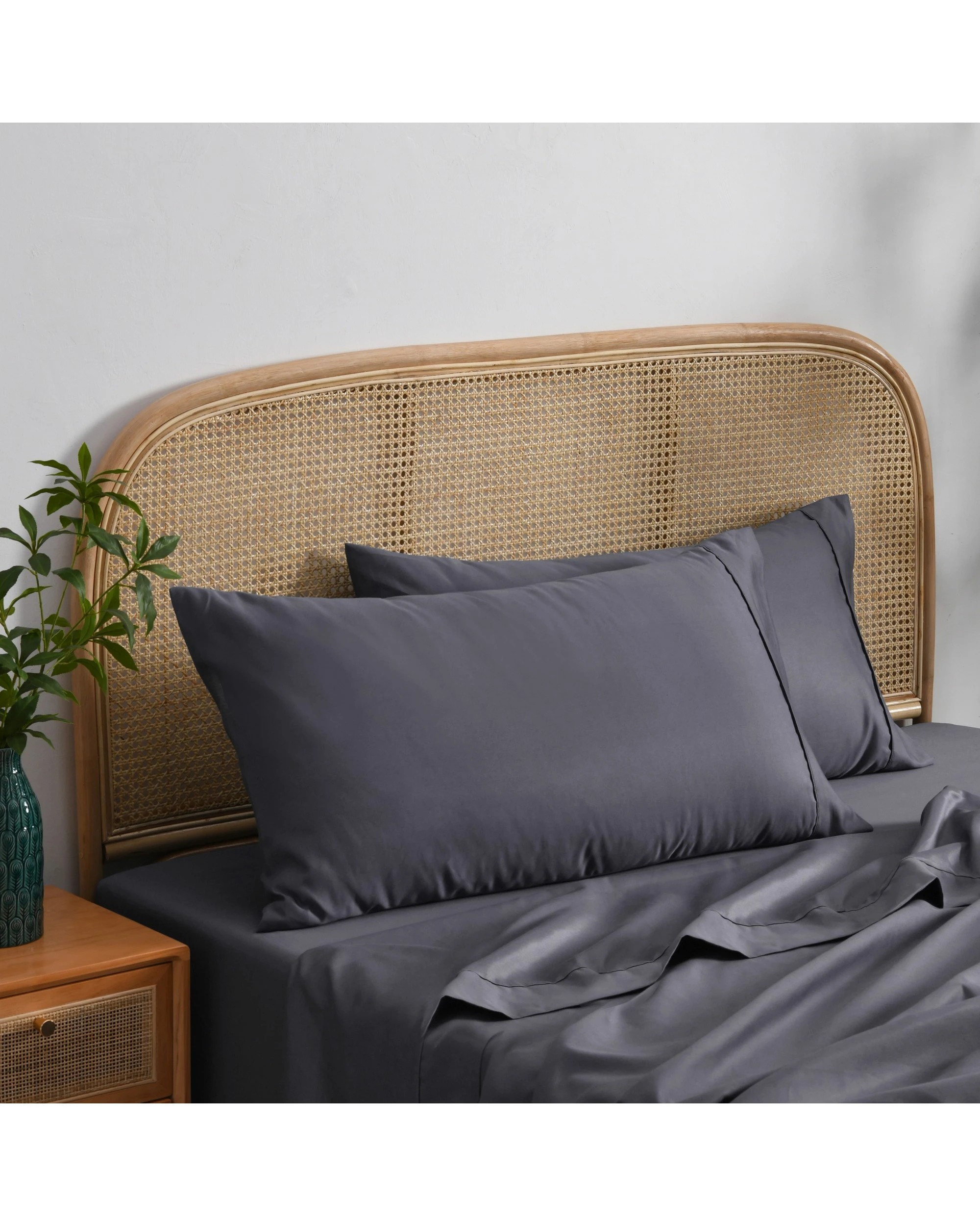 2 Dreamaker 1500TC Cotton Rich Sateen King Pillowcase Twin Pack - Charcoal, 2 of 5