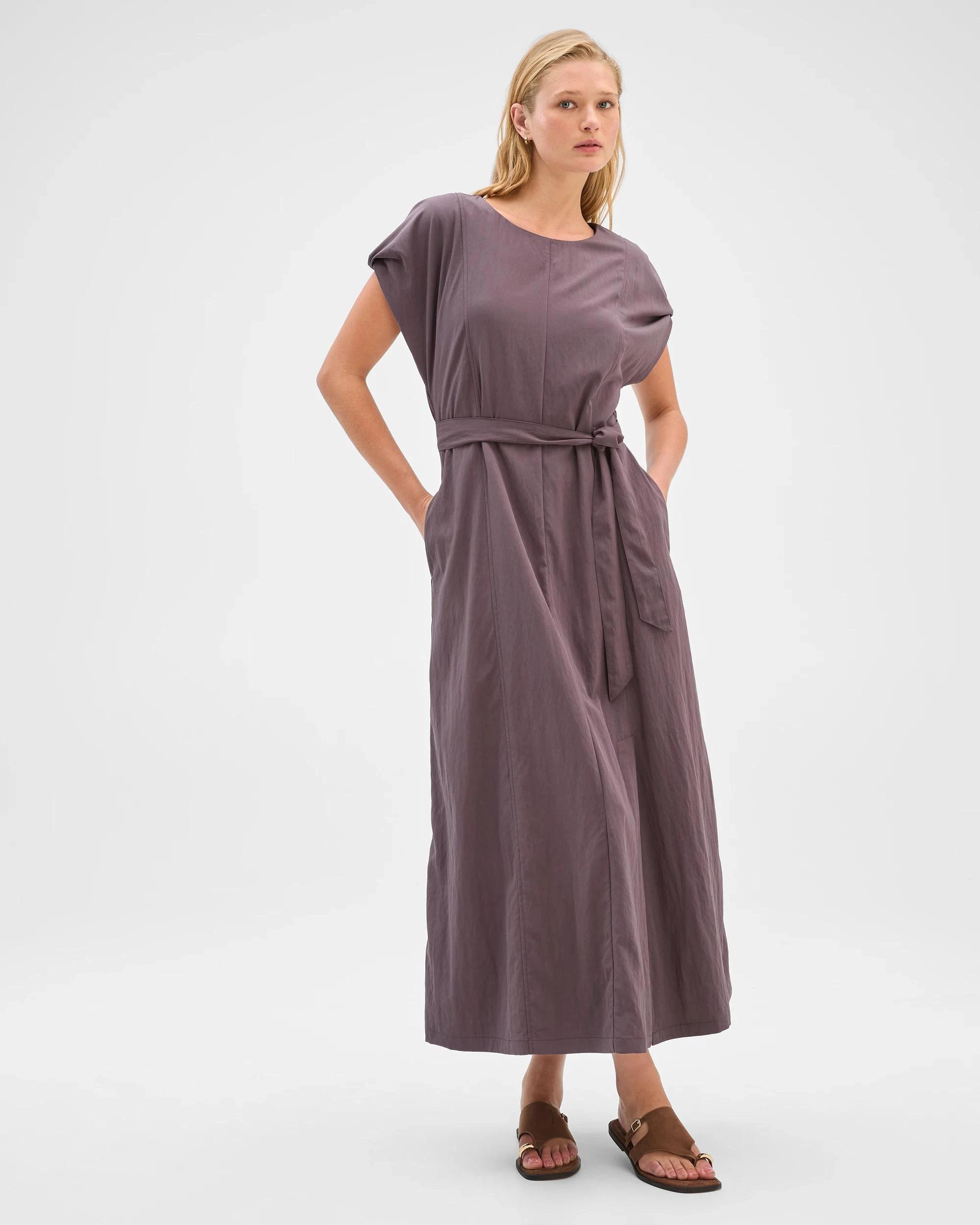 2 Preview Split Detail Midi Dress HICKORY, 2 of 6