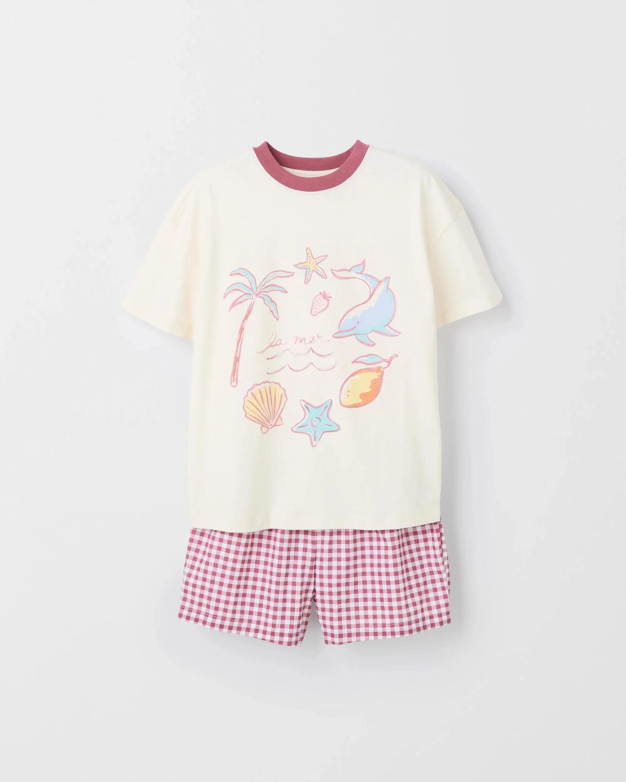 1 Target Australian Cotton Older Girls Oversized Short Pyjama Set SEA LIFE, 1 of 2