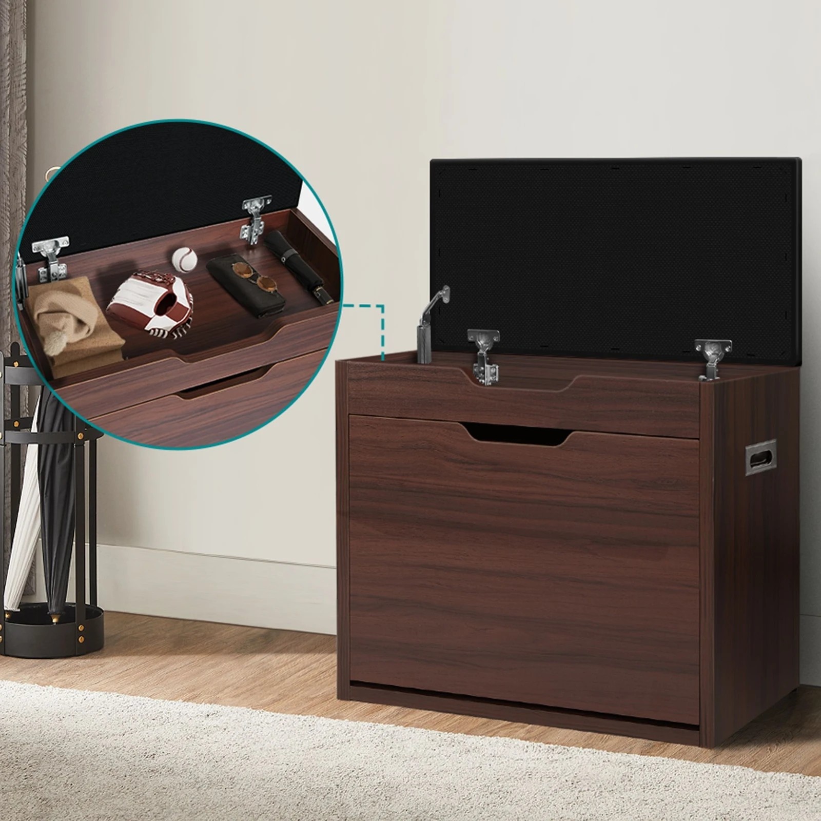 4 Alfordson Shoe Cabinet Bench Storage Rack Organiser Shelf 12 Pairs - Walnut, 4 of 10