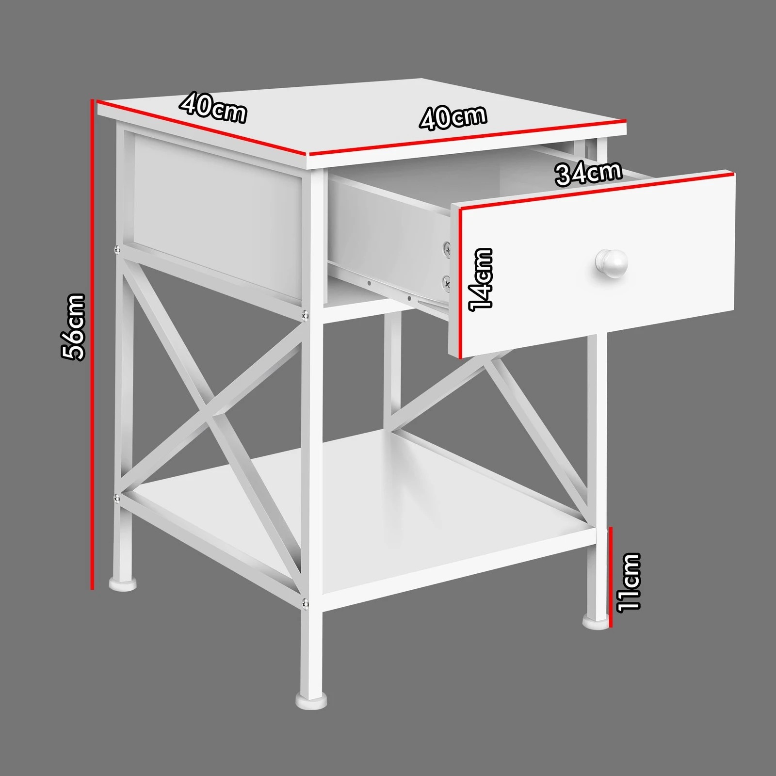 3 Alfordson Bedside Table Retro Wooden Nightstand Vintage Storage Side Cabinet - White, 3 of 10