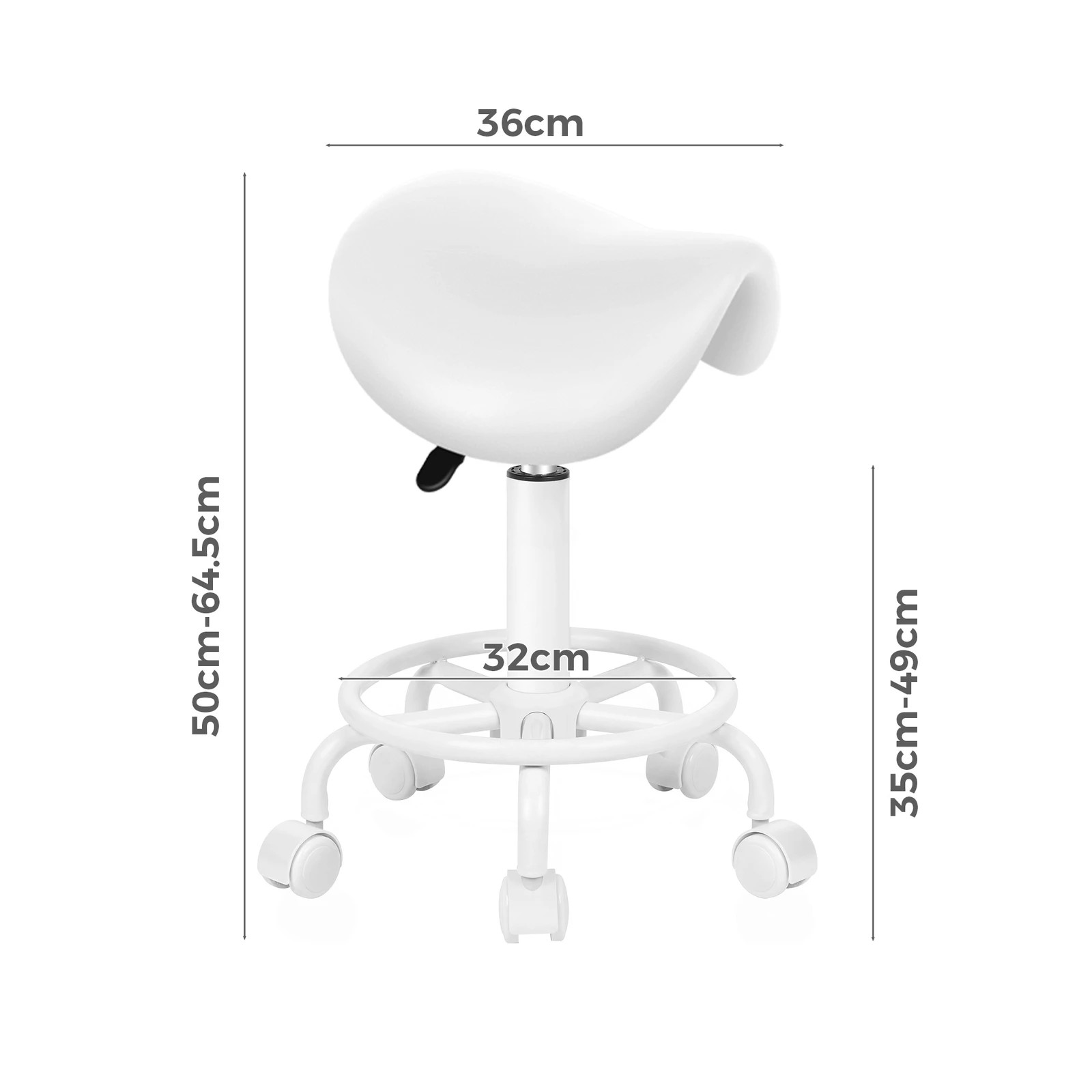 5 Alfordson 2x Salon Stool Saddle Swivel Barber Hair Dress Chair Sierra - White, 5 of 7