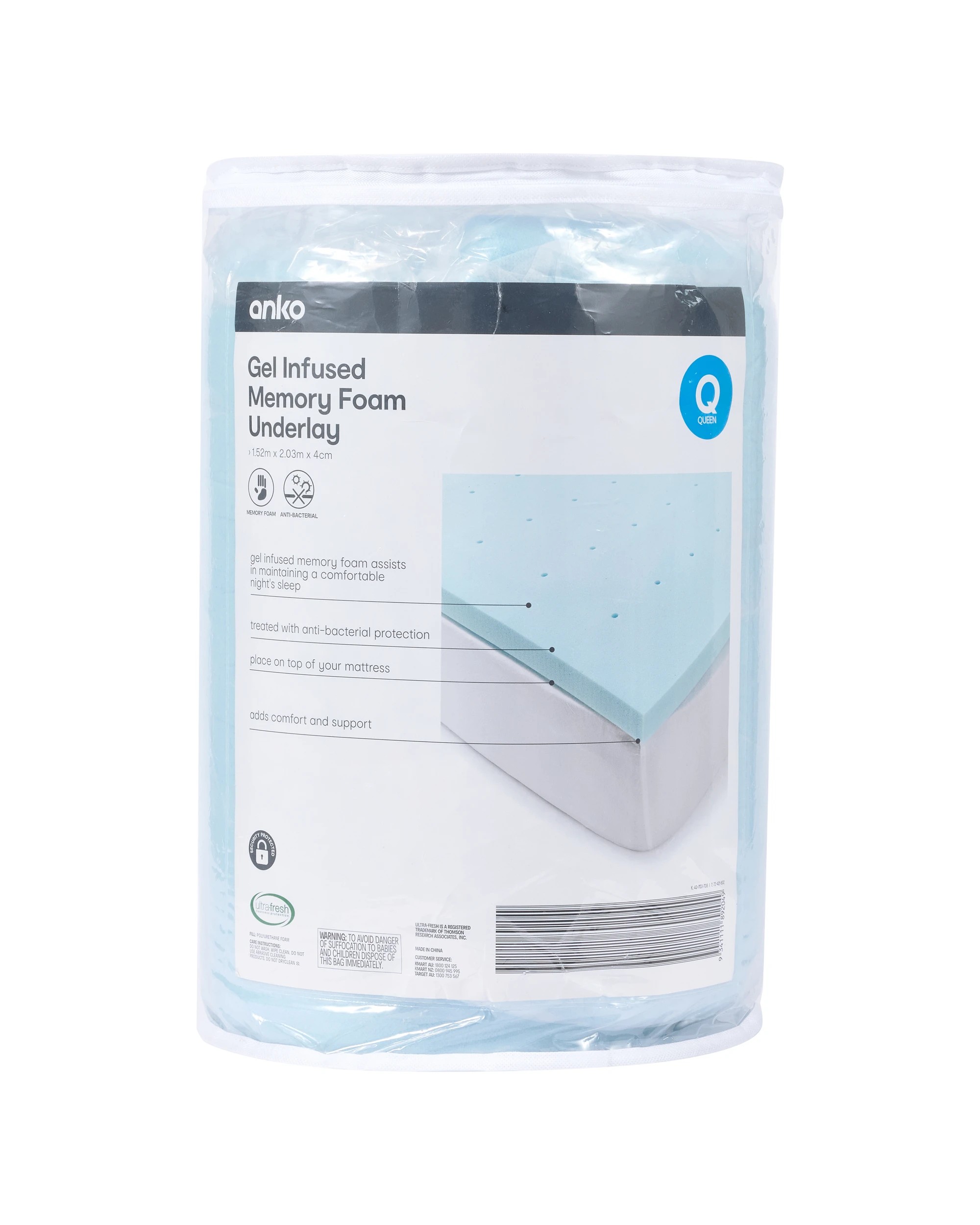 1 Gel Infused Memory Foam Underlay - Queen Bed, 1 of 4