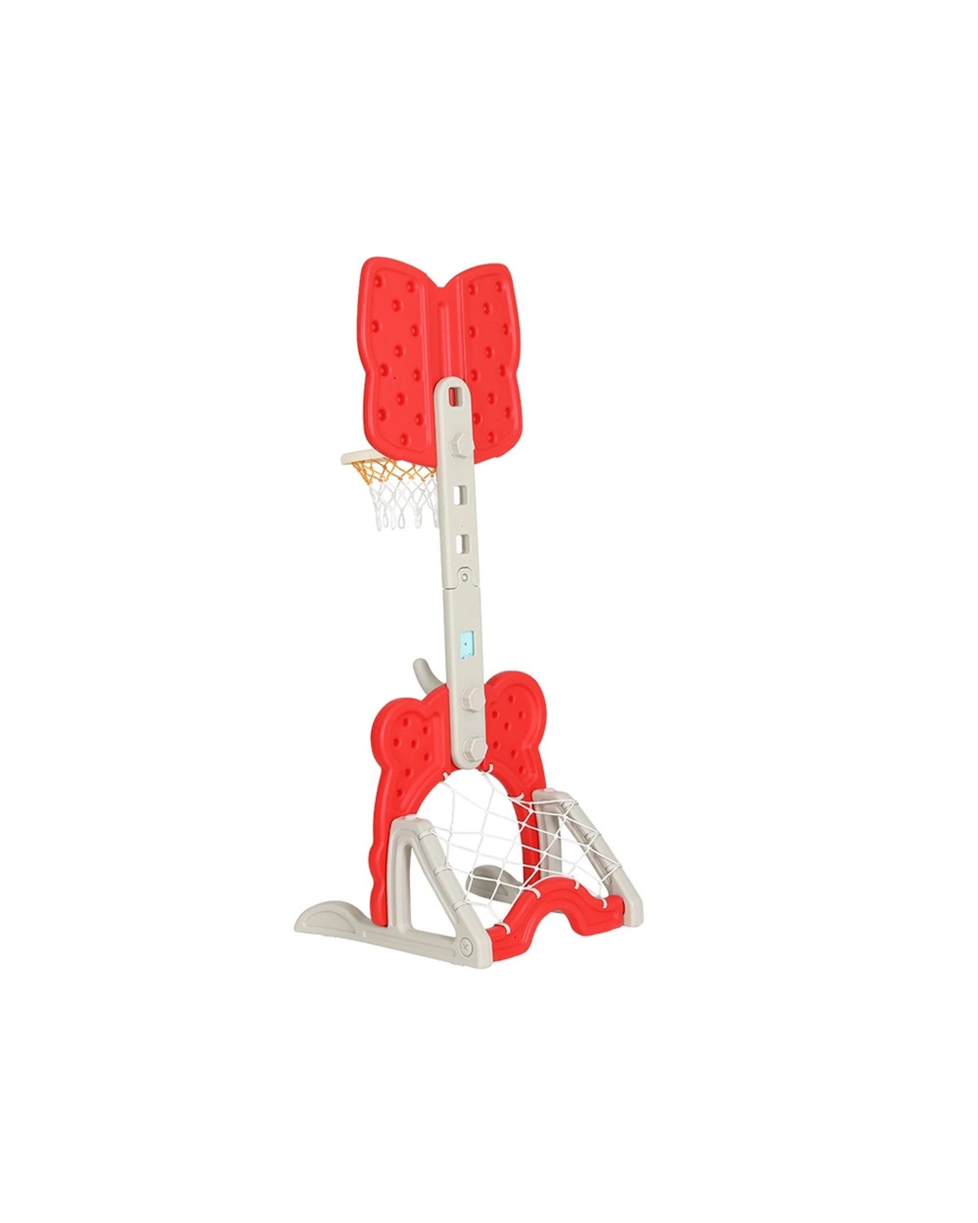 3 Keezi Kids Basketball Hoop Stand Adjustable 5-in-1 Sports Center Toys Set - Red, 3 of 7