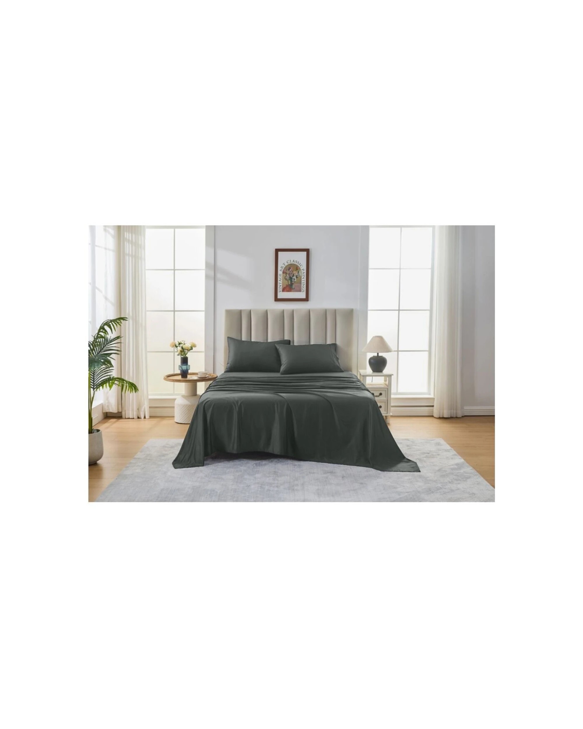 1 Grosvenor House Egyptian Cotton Sheet Set With Pillowcase 500TC - Single Bed - Charcoal, 1 of 8