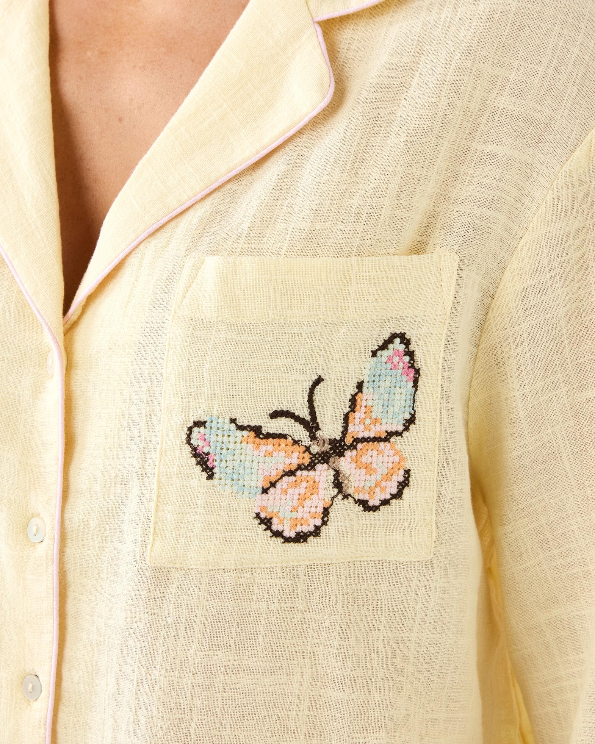 6 Cotton Slub Short Sleeve Top and Shorts Pyjama Set Butterfly, 6 of 9