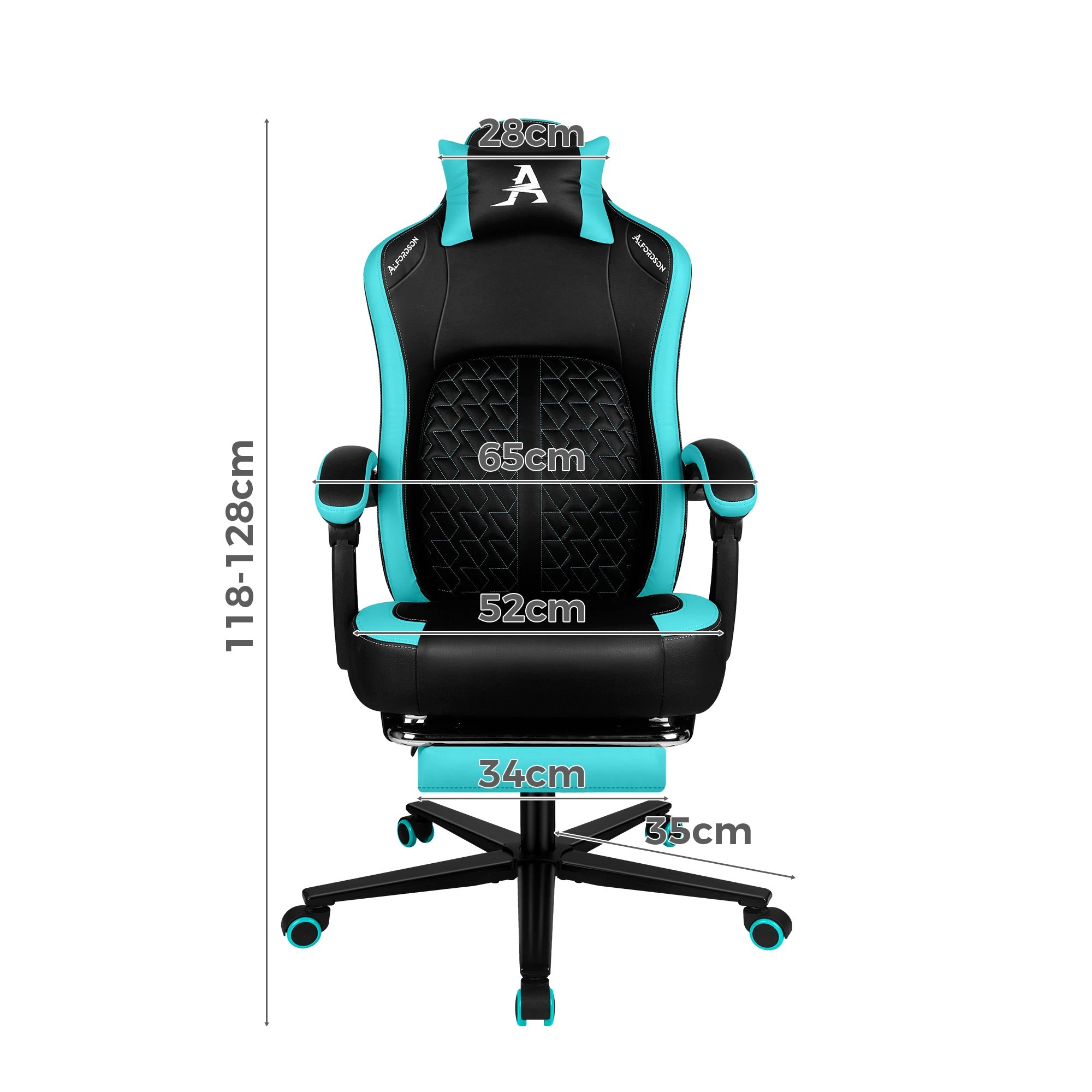 2 Alfordson Gaming Office Chair Ergonomic Computer Footrest Leather - Cyan, 2 of 4