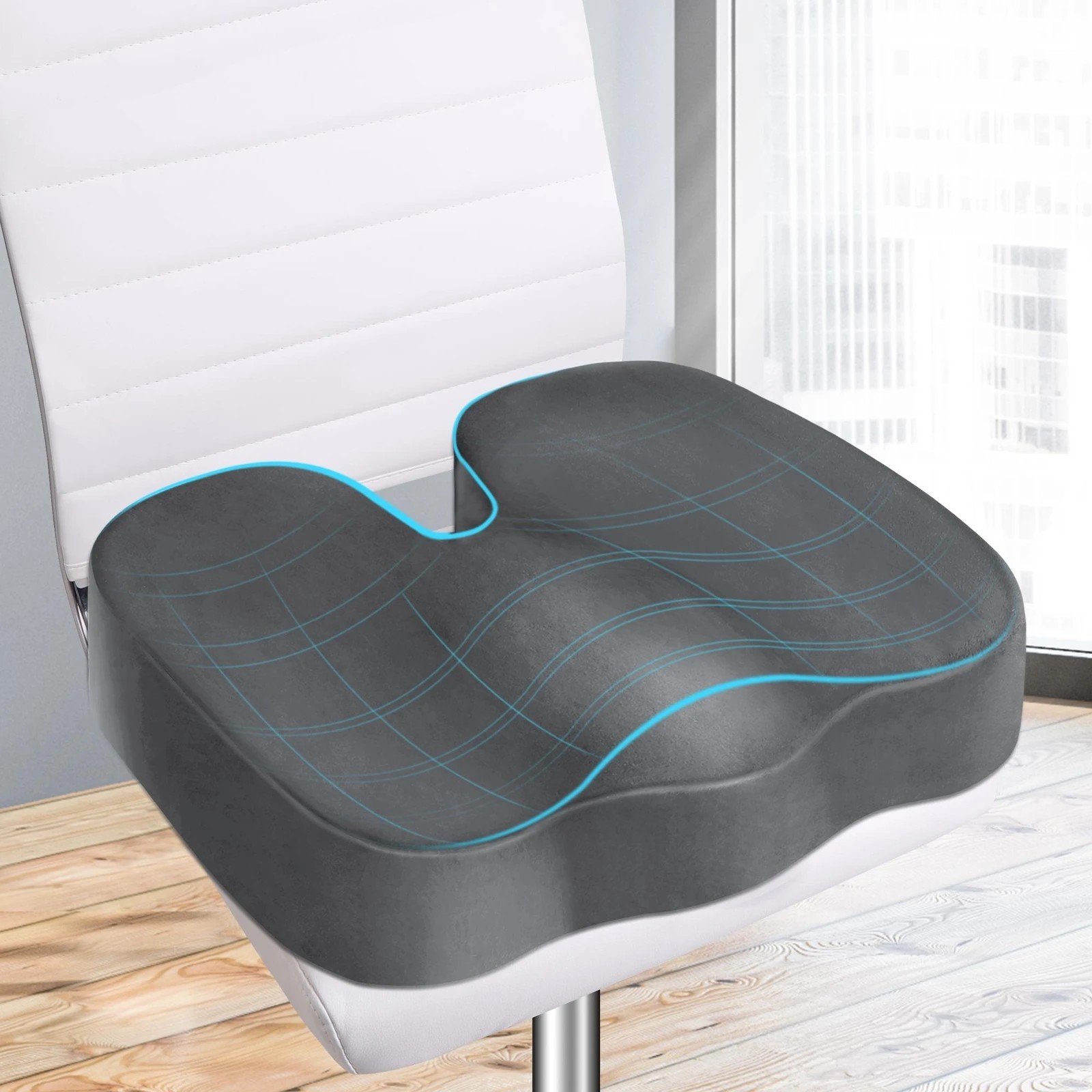 2 Starry Eucalypt Seat Posture Cushion Memory Foam Pillow Pain Relief Plush - Grey, 2 of 3