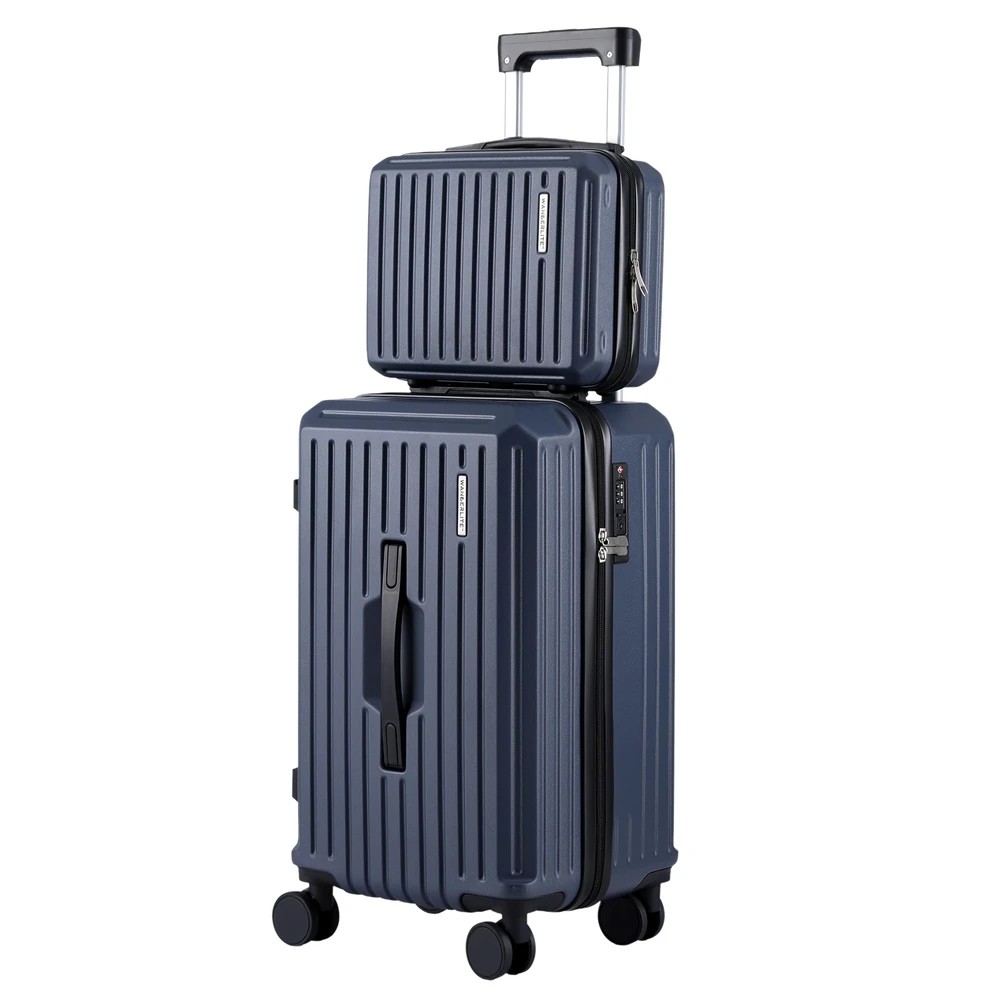 1 Wanderlite 2pcs Trunk Luggage Suitcase Travel Carry On TSA Lock 12" 20" - Blue, 1 of 1