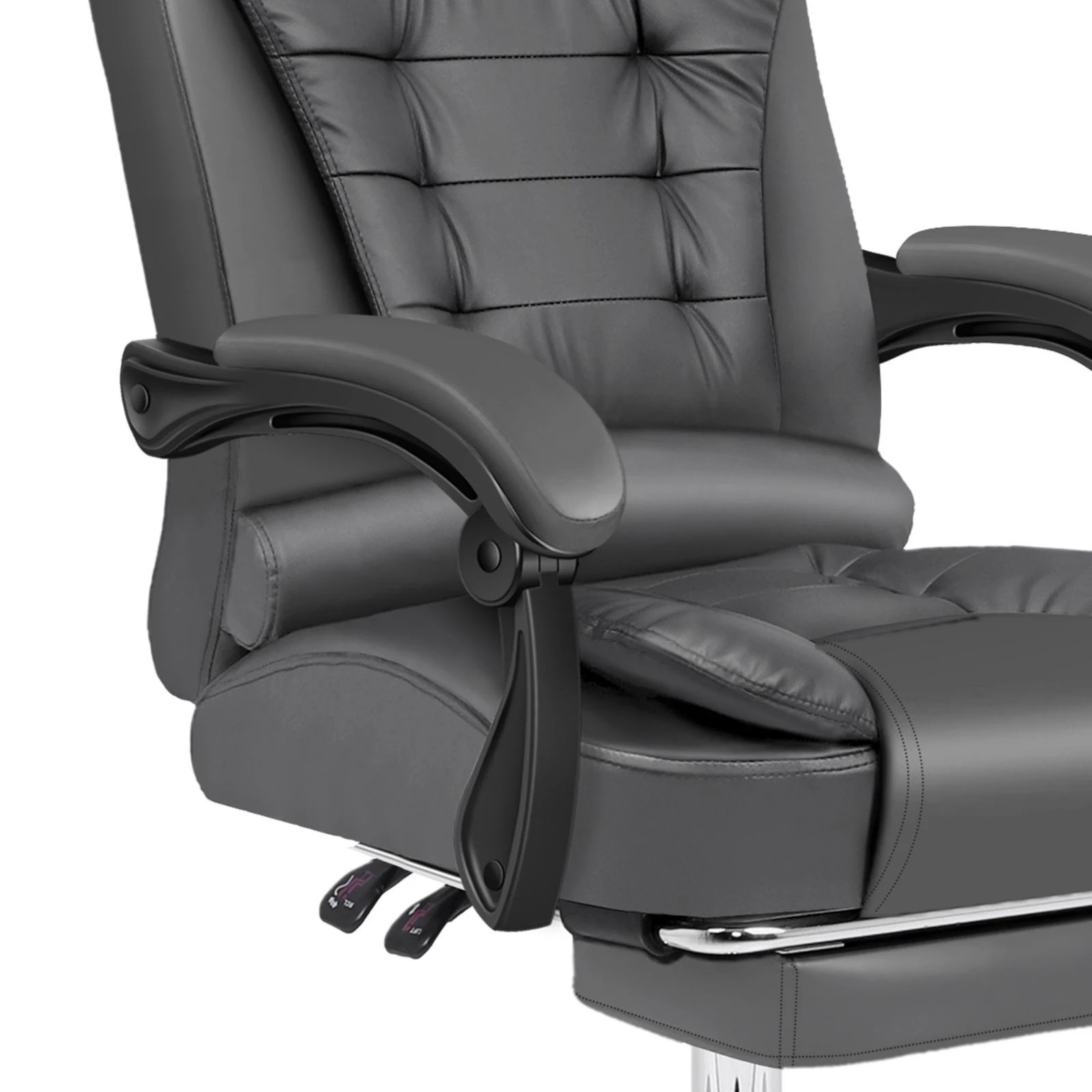 8 Alfordson Office Chair Gaming Executive Computer Racer Footrest PU Leather Seat - Grey, 8 of 10