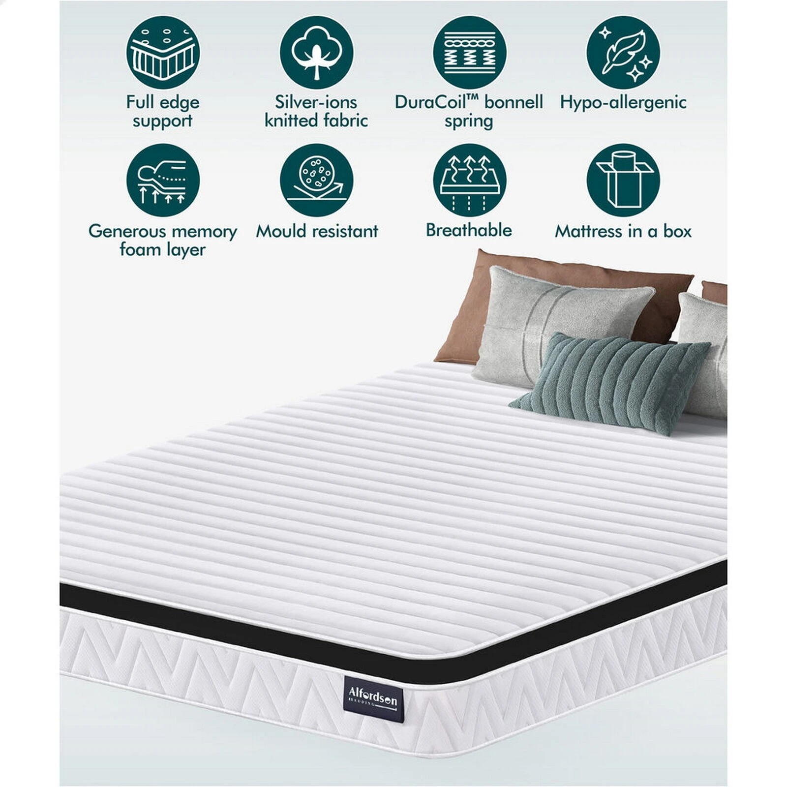 3 Alfordson Mattress 17CM Euro Top Spring Foam Bedding Medium Firm - Double Bed, 3 of 10