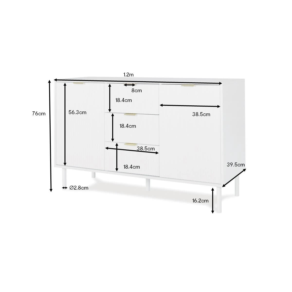 9 Alfie Sideboard with Adjustable Shelves, 9 of 9