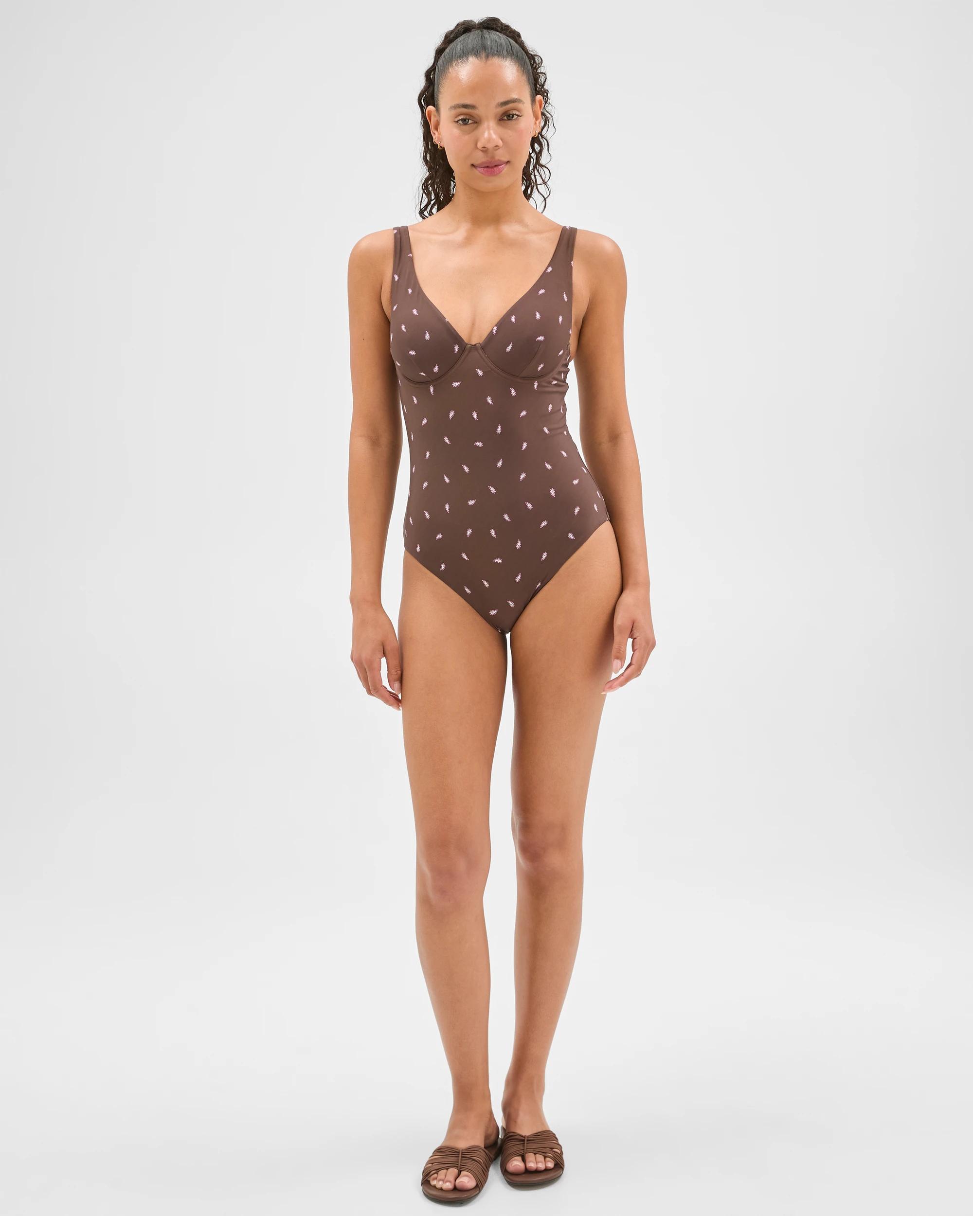 1 Target Woman Shape Your Body V-Neck Underwire One Piece Bathers PAISLEY DITSY, 1 of 6