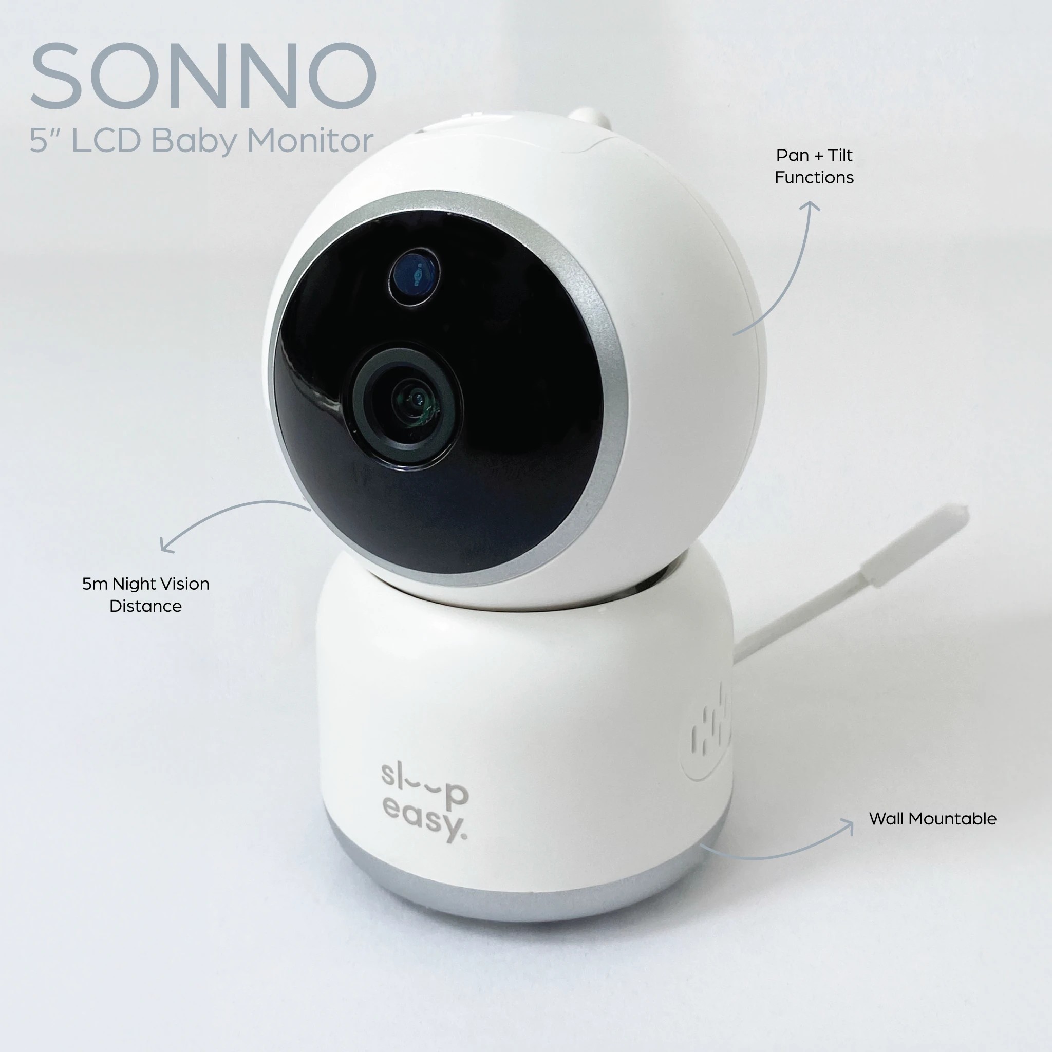 1 Camera ONLY compatible with the Babystudio Sonno - 5"/12.7cm Crystal Clear Baby Monitor - White, 1 of 1