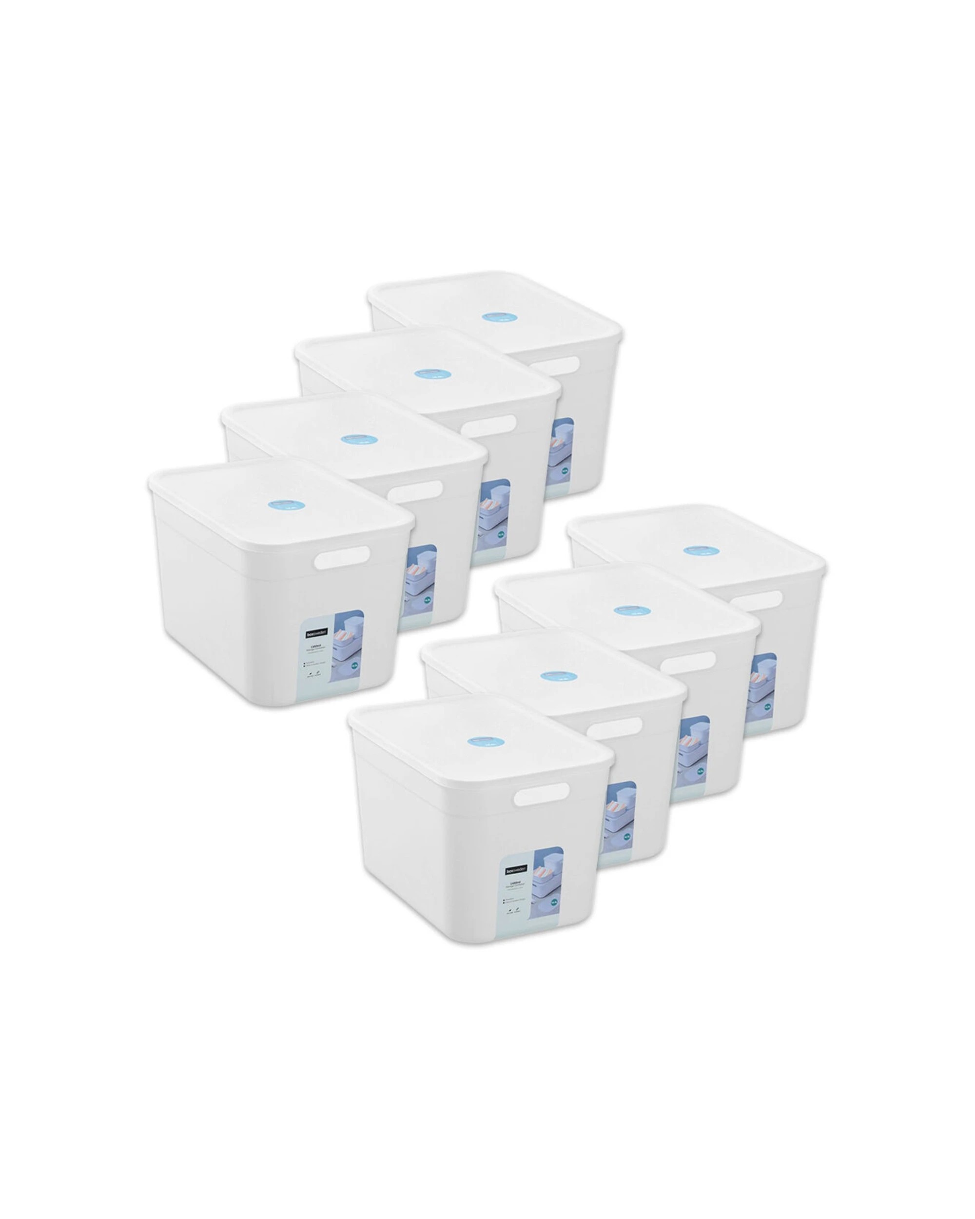 1 Boxsweden 8PK Stackable Durable Storage Container With Lid 35.5cm 16.5L - White, 1 of 6