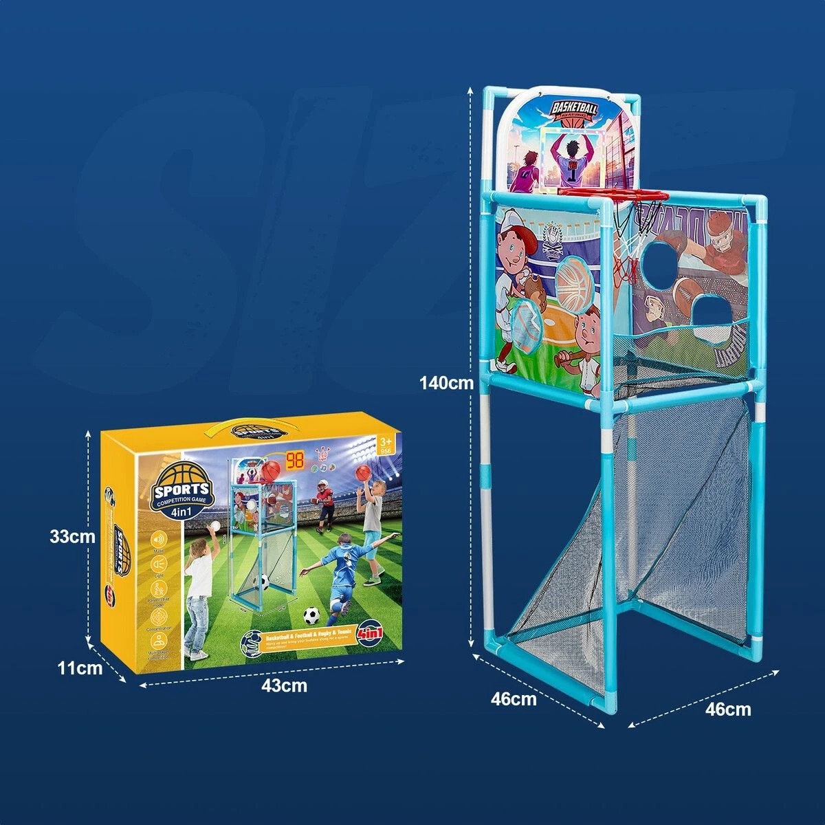 2 Ausway Kids Basketball Hoop Stand Soccer Goal Net Arcade Rugby, 2 of 3