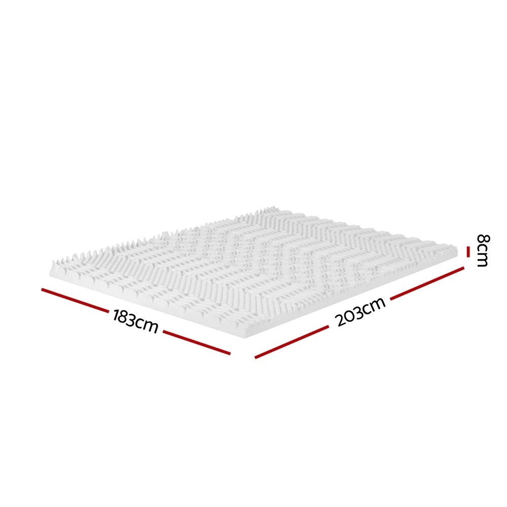 2 Giselle Bedding Memory Foam Mattress Topper 7-Zone 8cm King - King Bed - White, 2 of 7