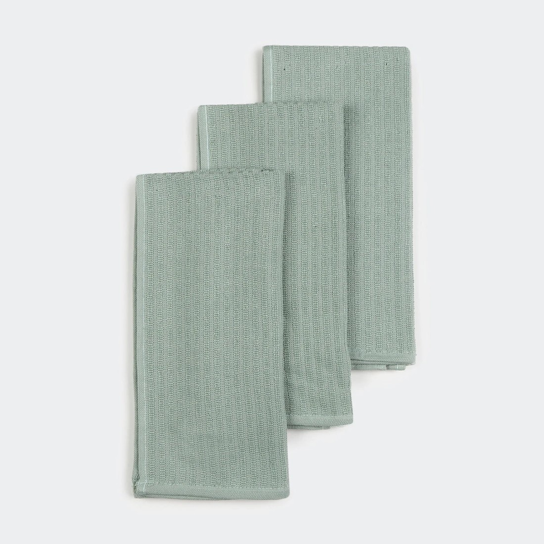 1 3 Pack Ribbed Sage Terry Tea Towels, 1 of 6