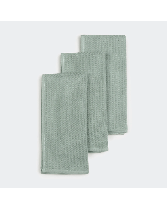 3 Pack Ribbed Sage Terry Tea Towels