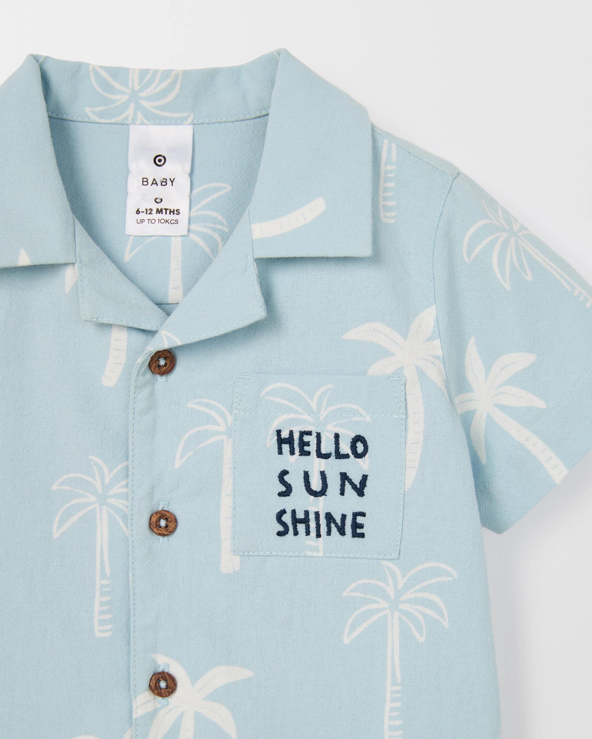 2 Target Baby Cotton Short Sleeve Printed Shirt BLUE PALM TREES, 2 of 2
