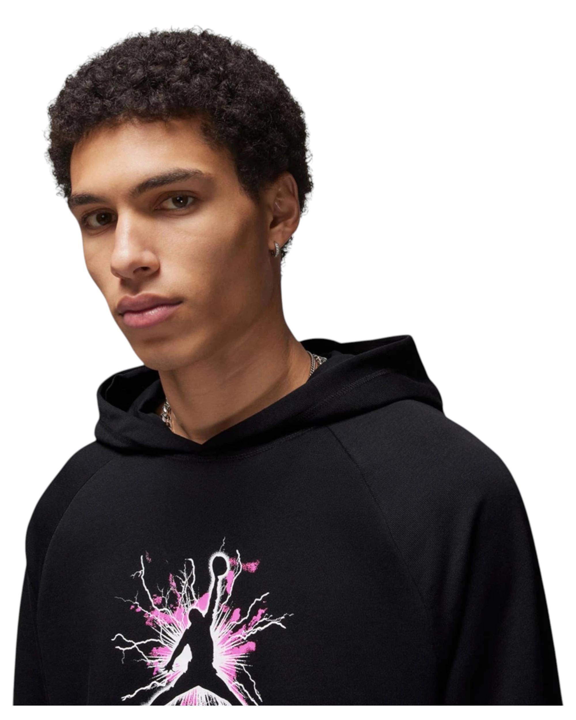 3 Nike Mens Jordan Dri-FIT Sport Fleece Pullover Black Graphic Hoodie BLACK, 3 of 5