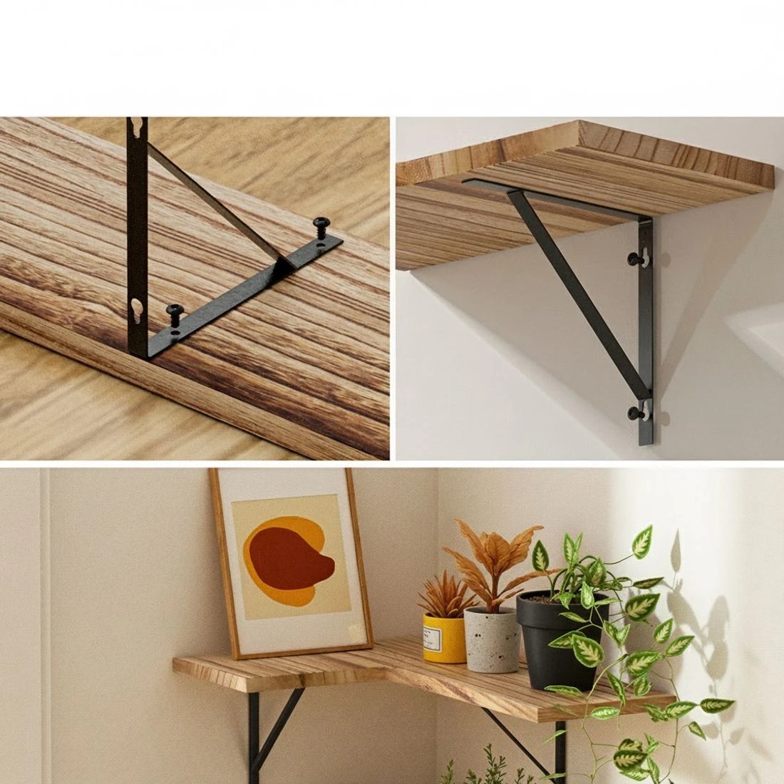 6 Artiss Floating Wall Shelf Corner Shelves Set of 4 Wood - Natural, 6 of 6