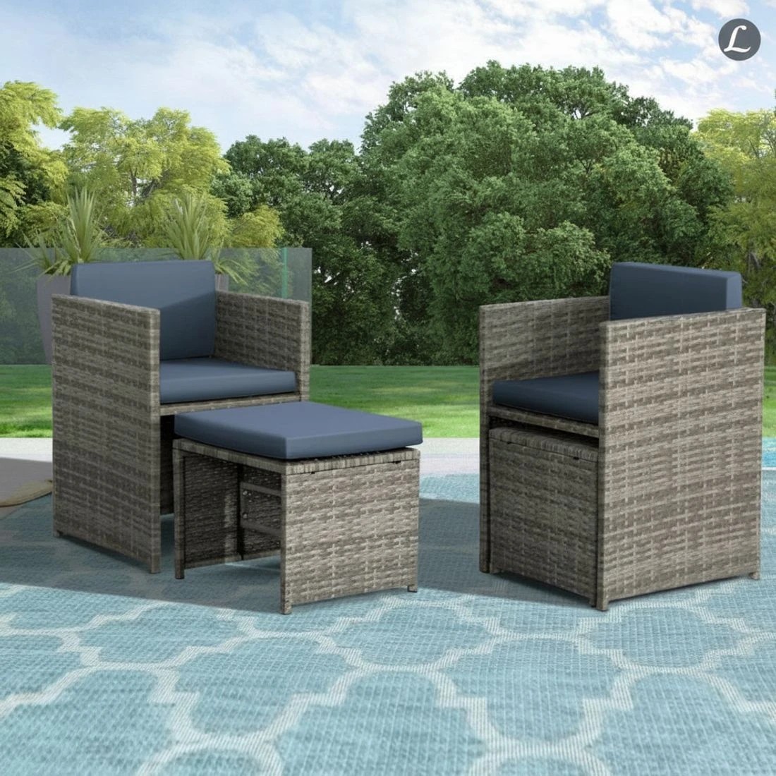 5 Gardeon Outdoor Dining Set 11 Piece Wicker Table Chairs Setting - Grey, 5 of 6