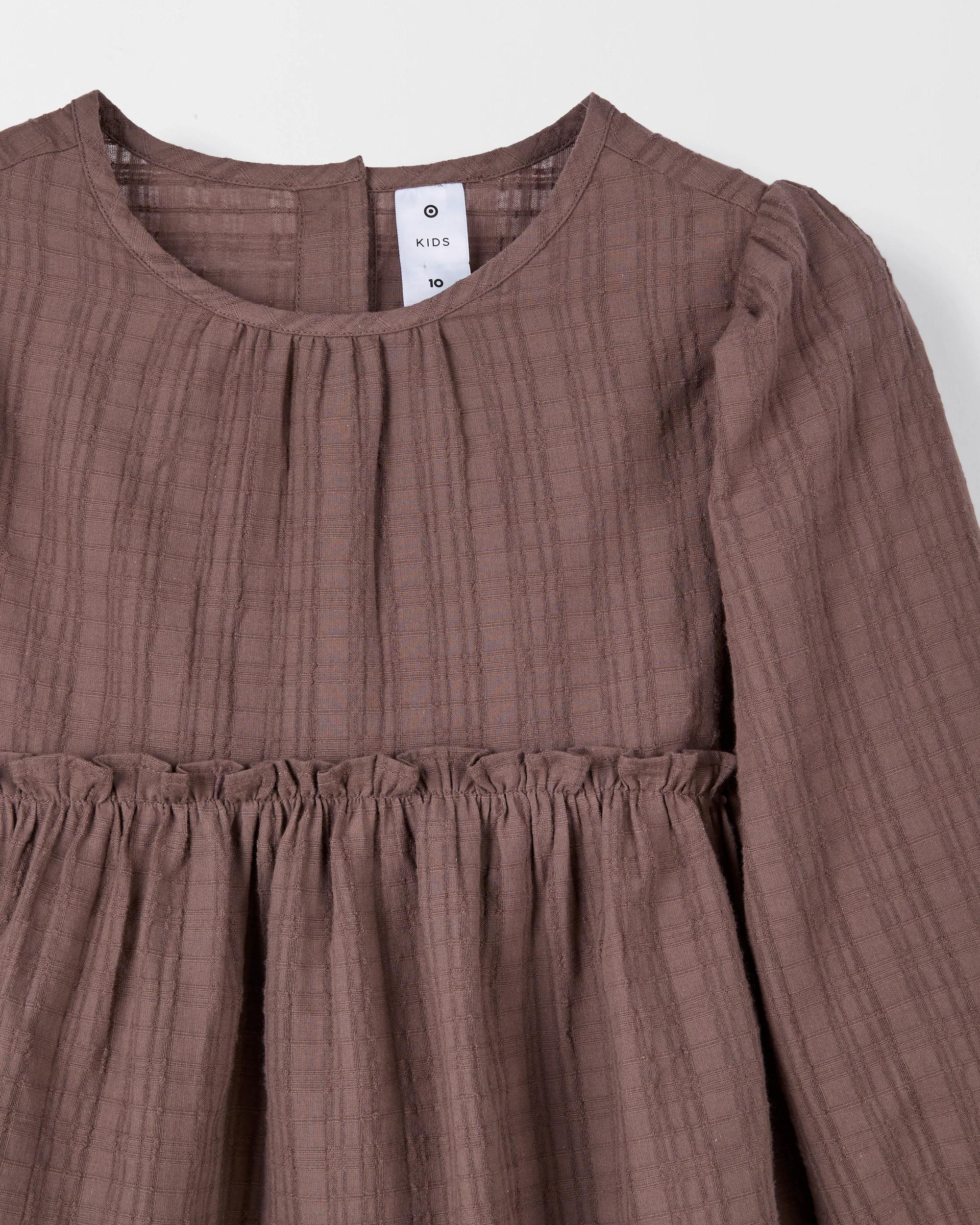 2 Target Kids Long Balloon Sleeve Blouse BROWN, 2 of 2