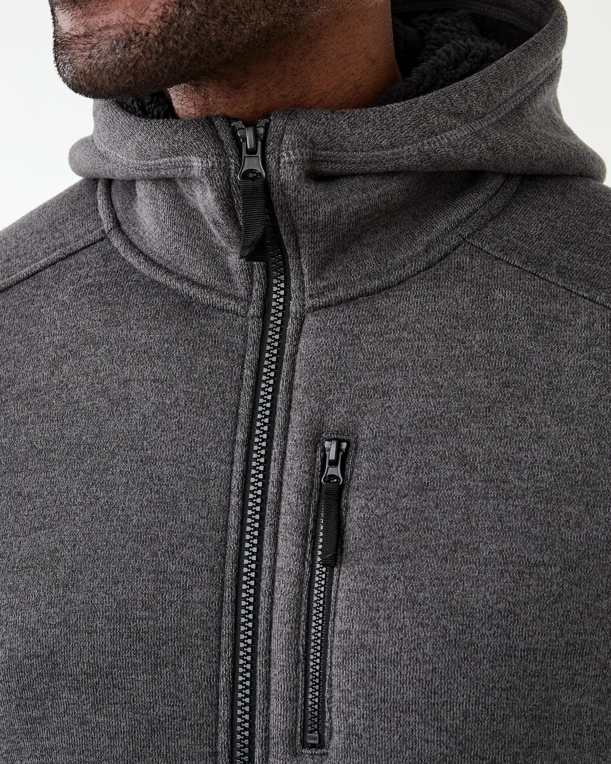 6 Active Mens Knit Sherpa Jacket Char Marle, 6 of 8